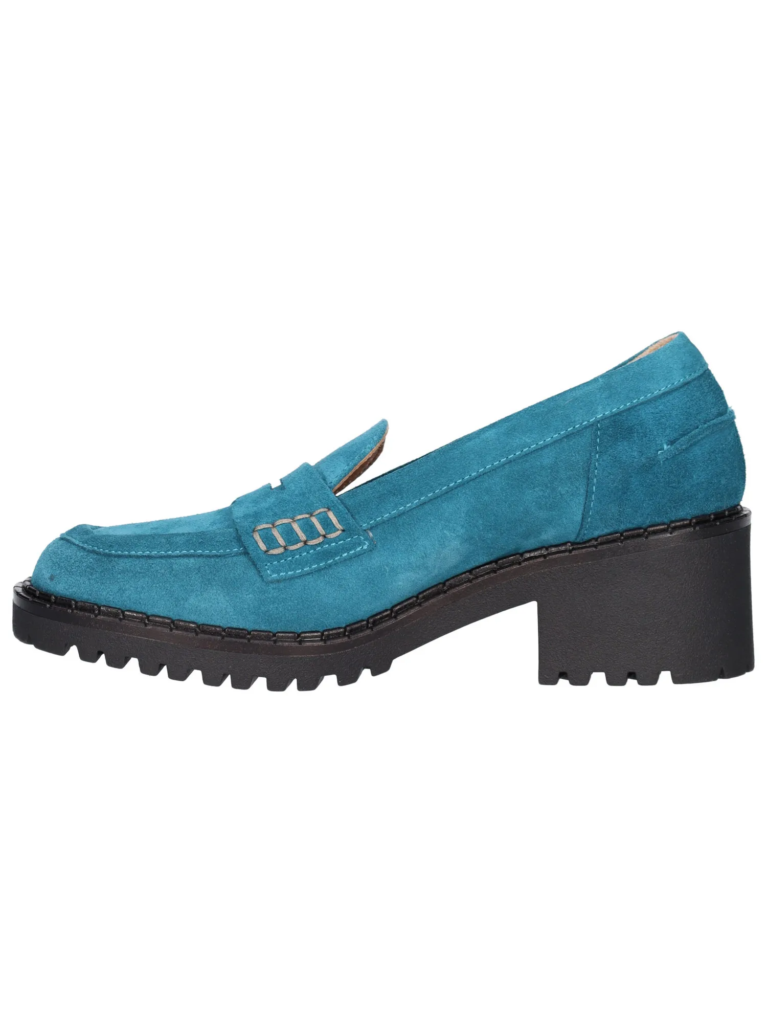 Mocassino tacco largo Confort da donna azzurro