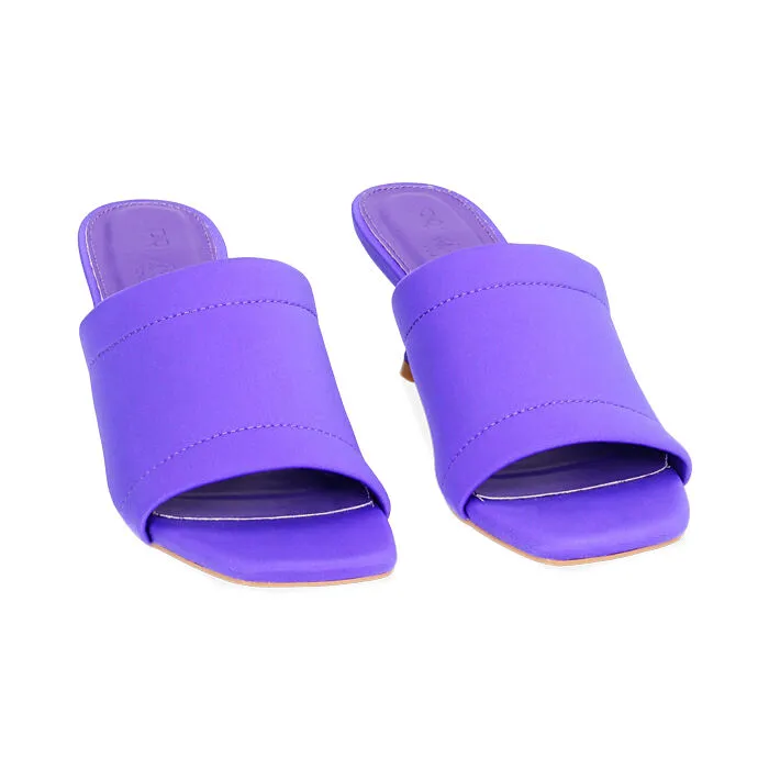 Mules Open Toe viola in tessuto