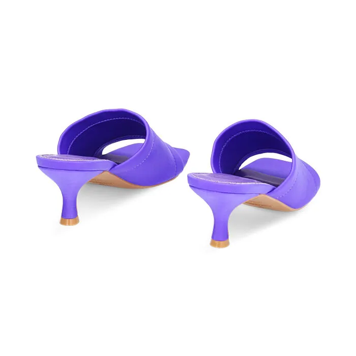 Mules Open Toe viola in tessuto