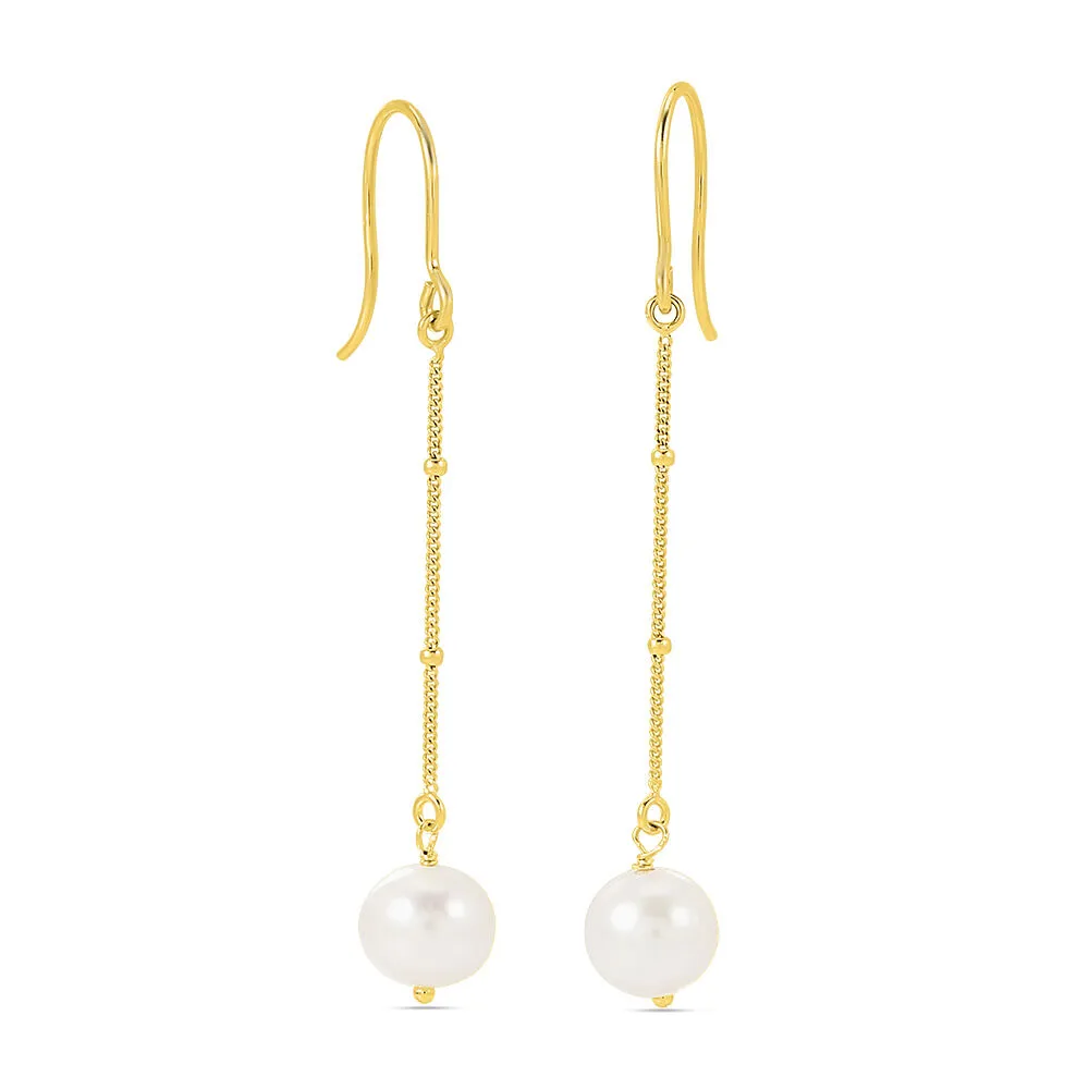 Orecchini Pendenti Gabrielle Oro Giallo 375/1000 Perla D'Acqua Dolce Bianco 1428231