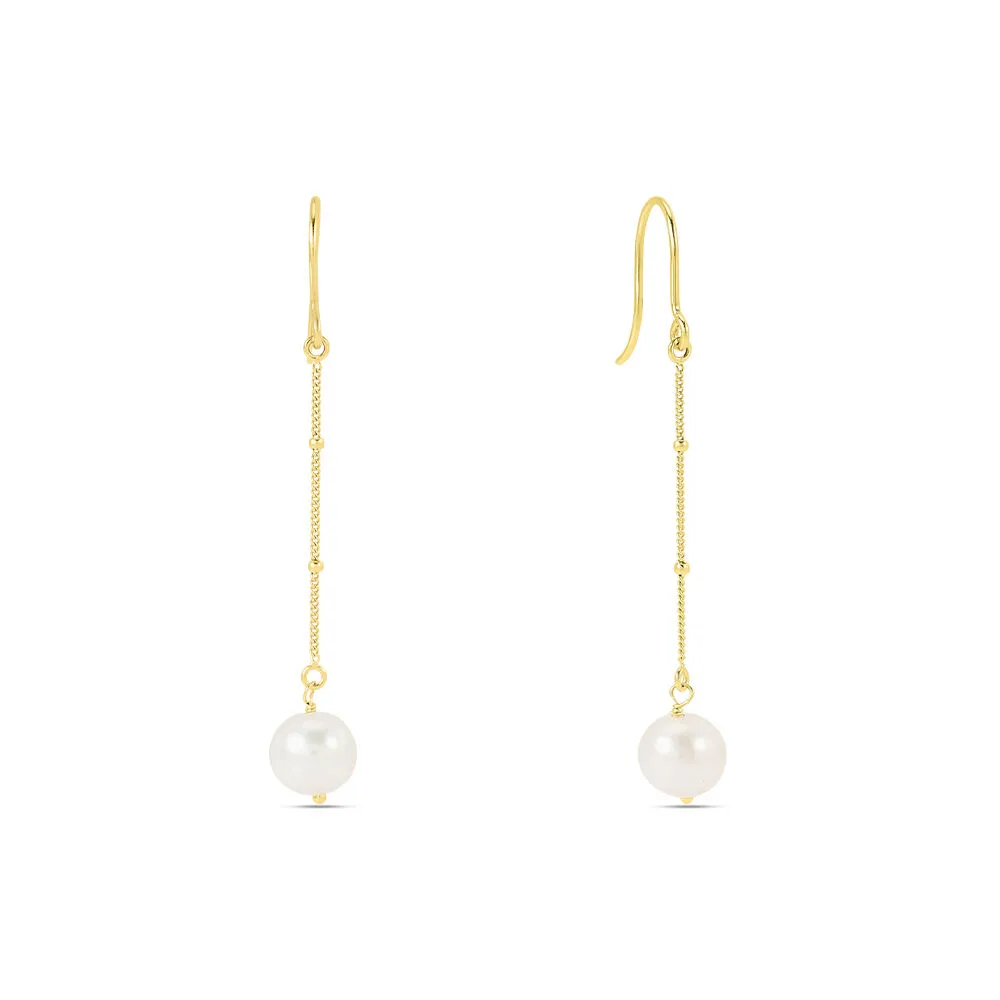 Orecchini Pendenti Gabrielle Oro Giallo 375/1000 Perla D'Acqua Dolce Bianco 1428231