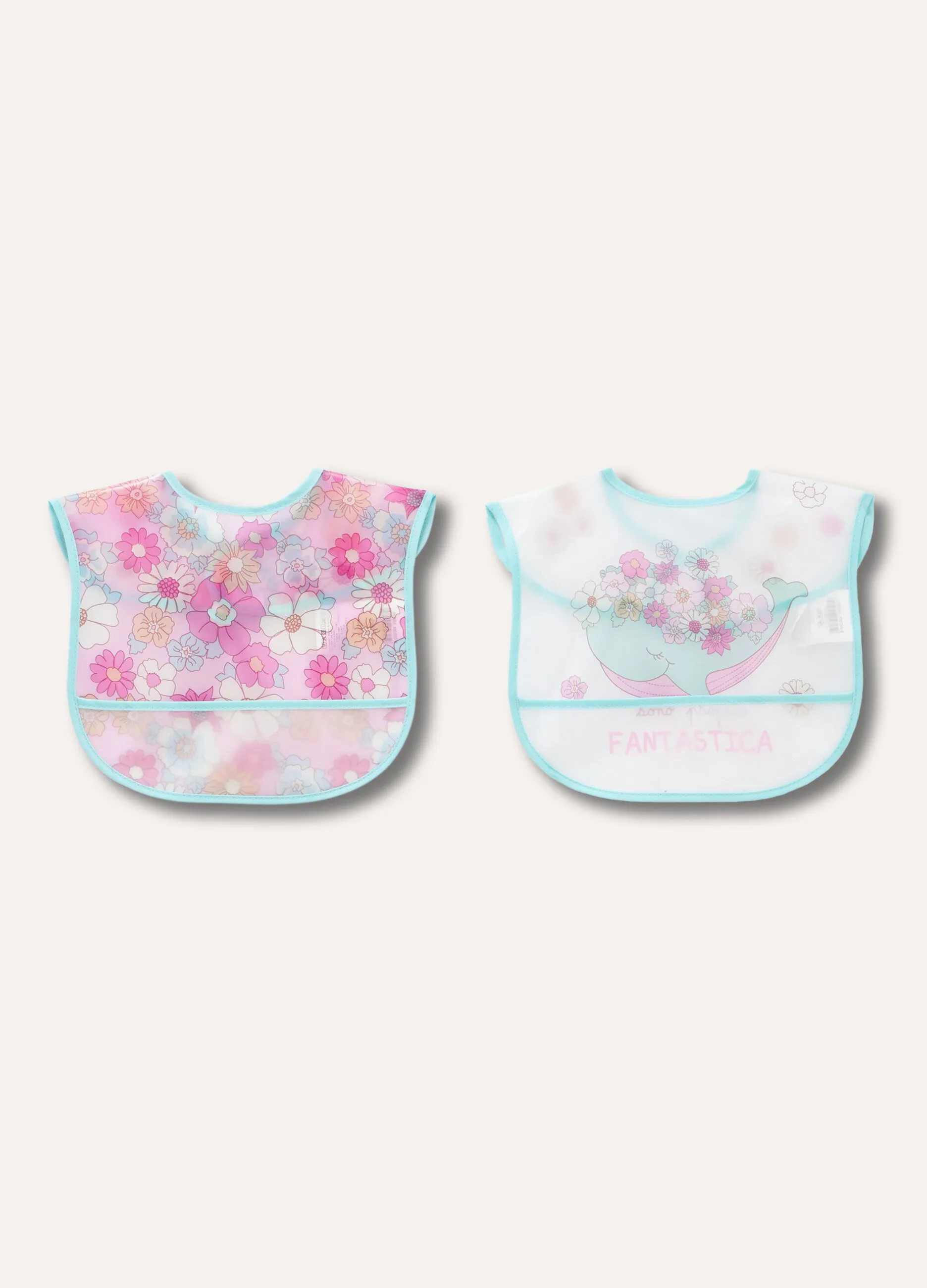 Pack 2 bavaglini impermeabili con tasca