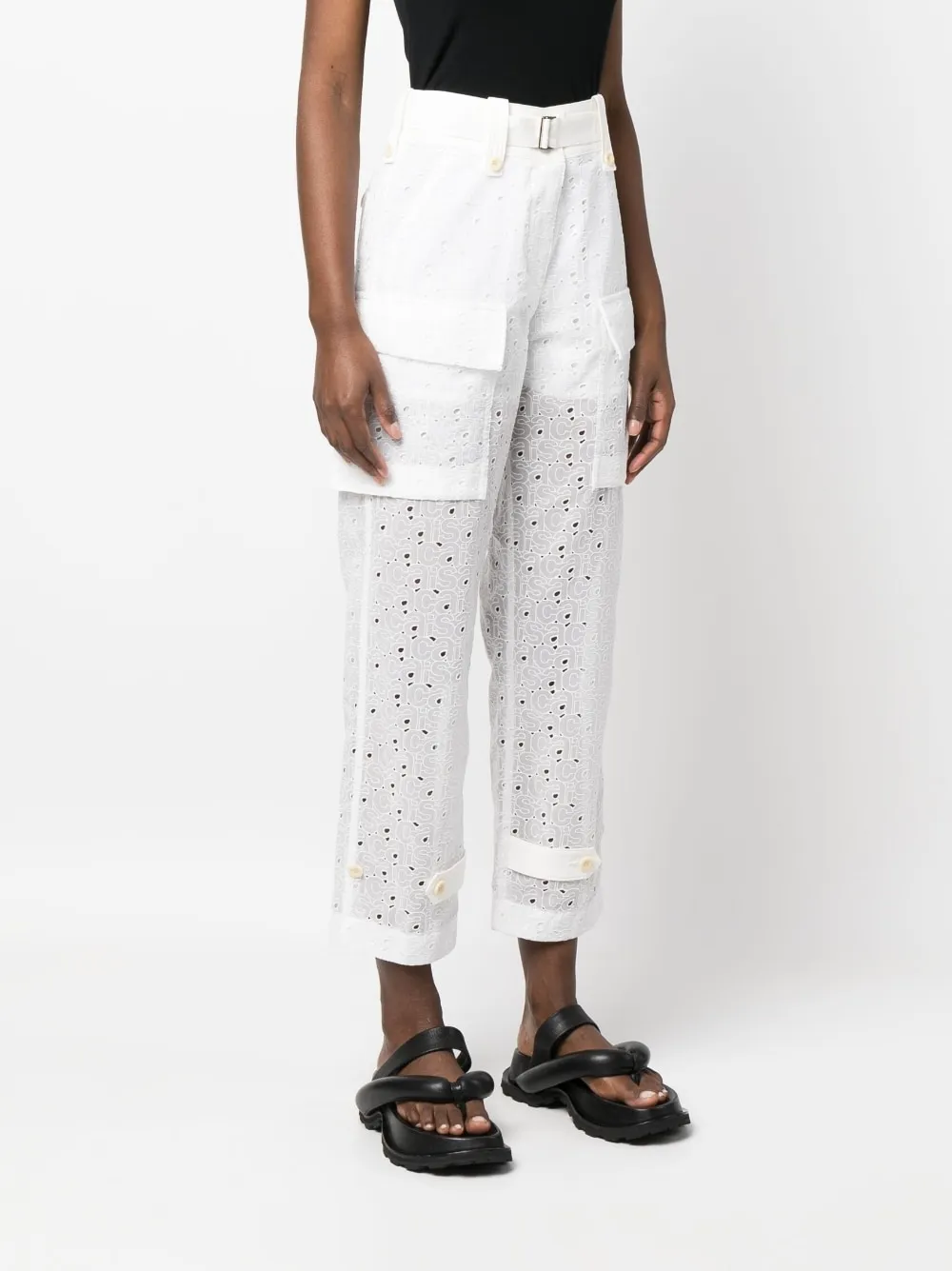 pantalone cargo in tessuto sangallo