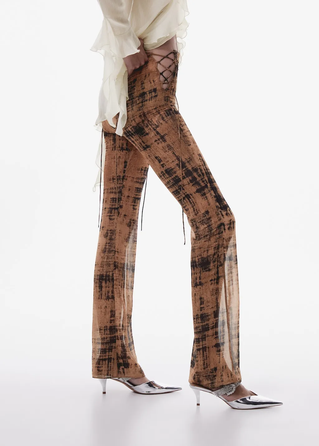 Pantaloni stampati semitrasparenti
