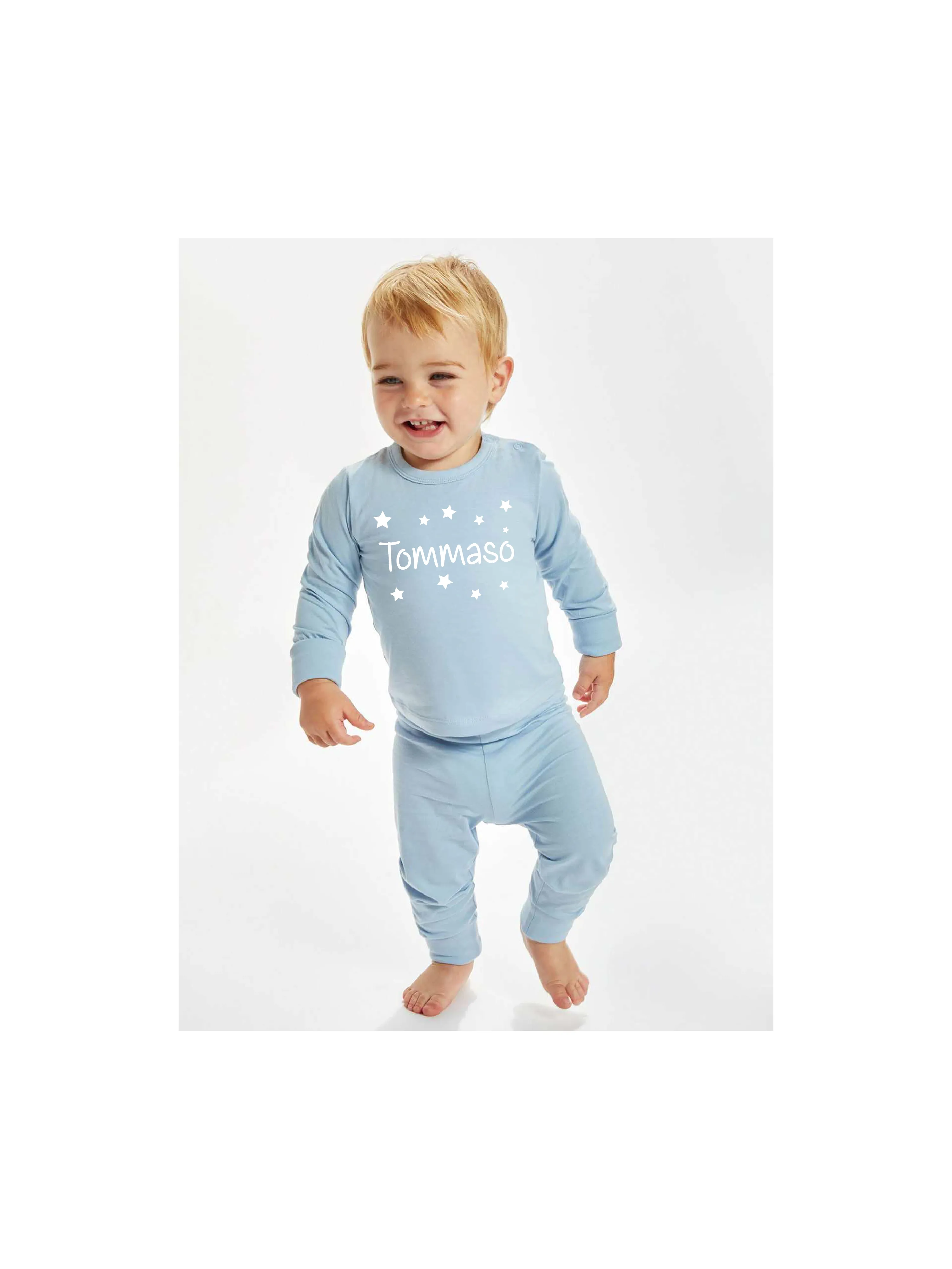 Pigiama bambini personalizzabile con nome in cotone organico