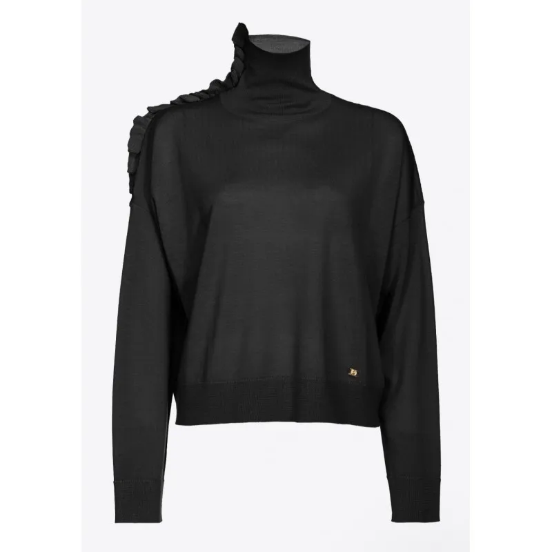 PINKO dolcevita CRISOPA in lana con rouche NERO
