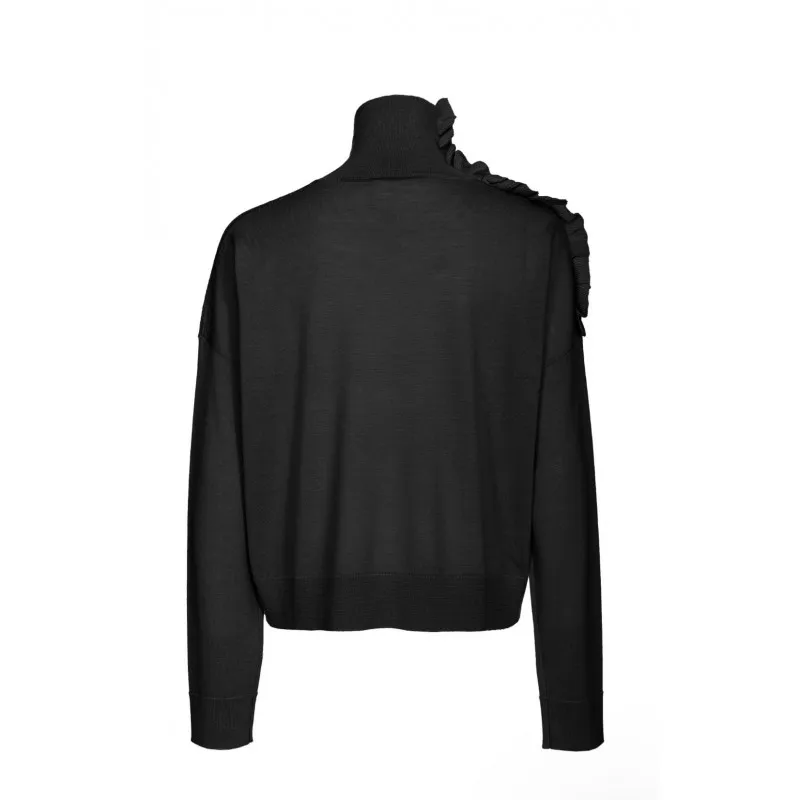 PINKO dolcevita CRISOPA in lana con rouche NERO