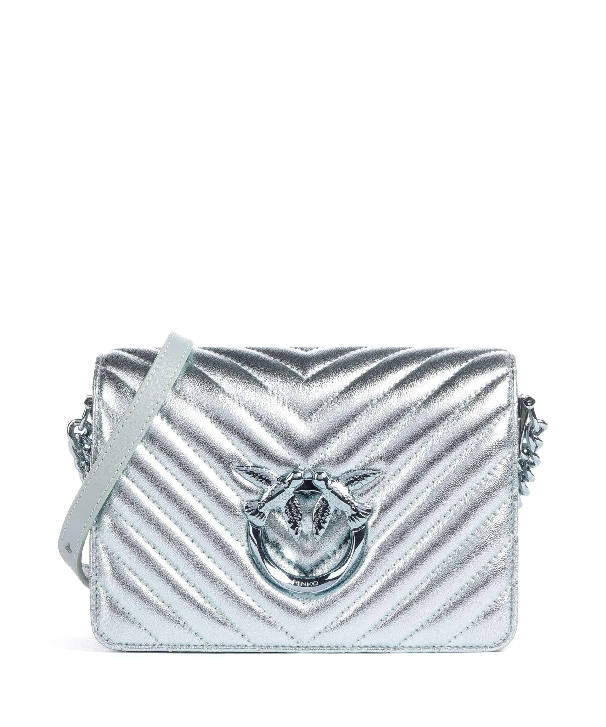  Pinko Love Click Mini Borsa a tracolla pelle di pecora blu chiaro  