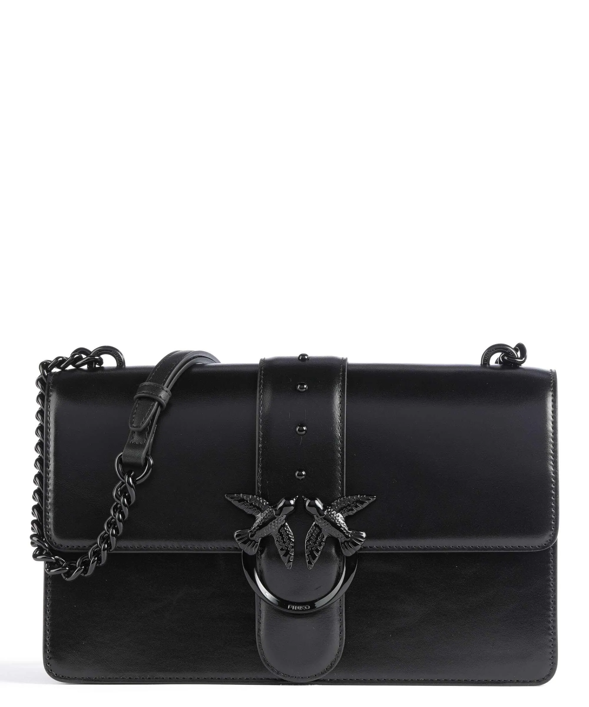  Pinko Love One Classic Borsa a tracolla pelle di vacchetta finemente grana nero  