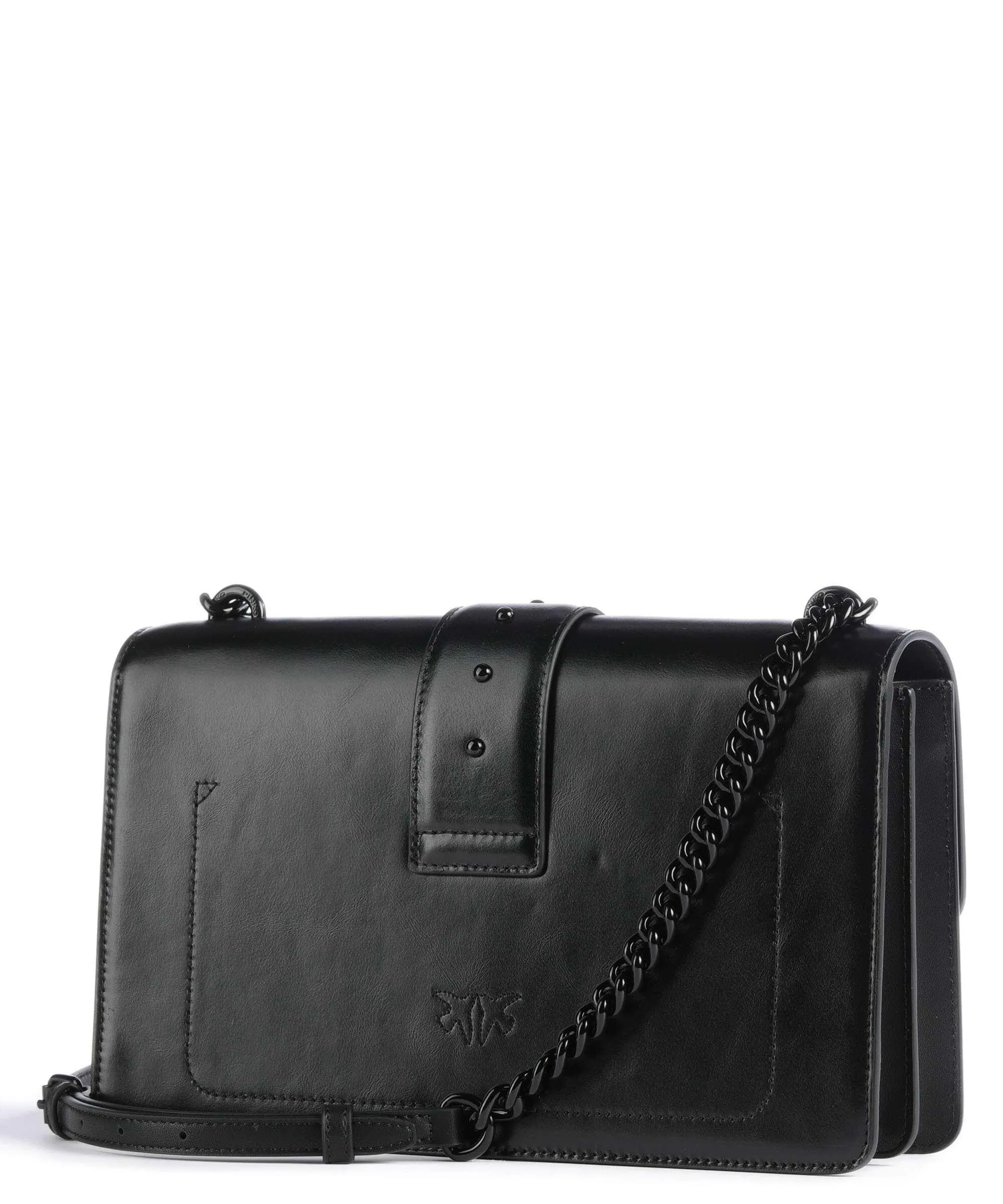  Pinko Love One Classic Borsa a tracolla pelle di vacchetta finemente grana nero  