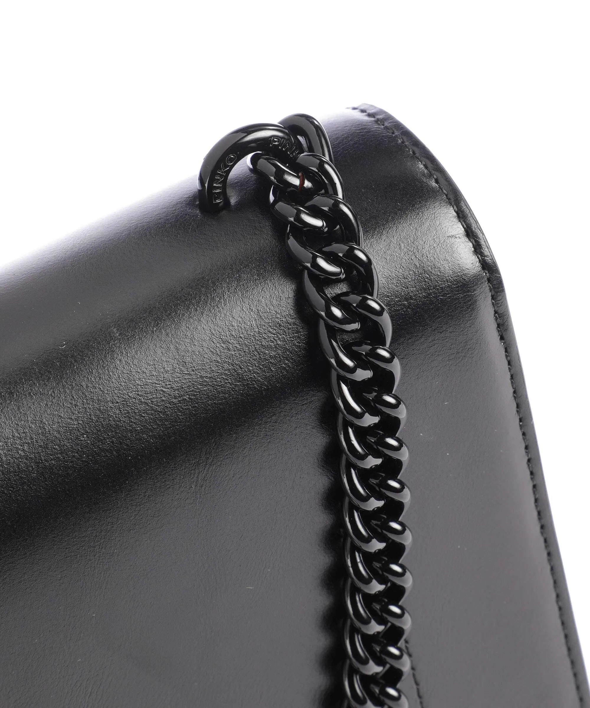  Pinko Love One Classic Borsa a tracolla pelle di vacchetta finemente grana nero  