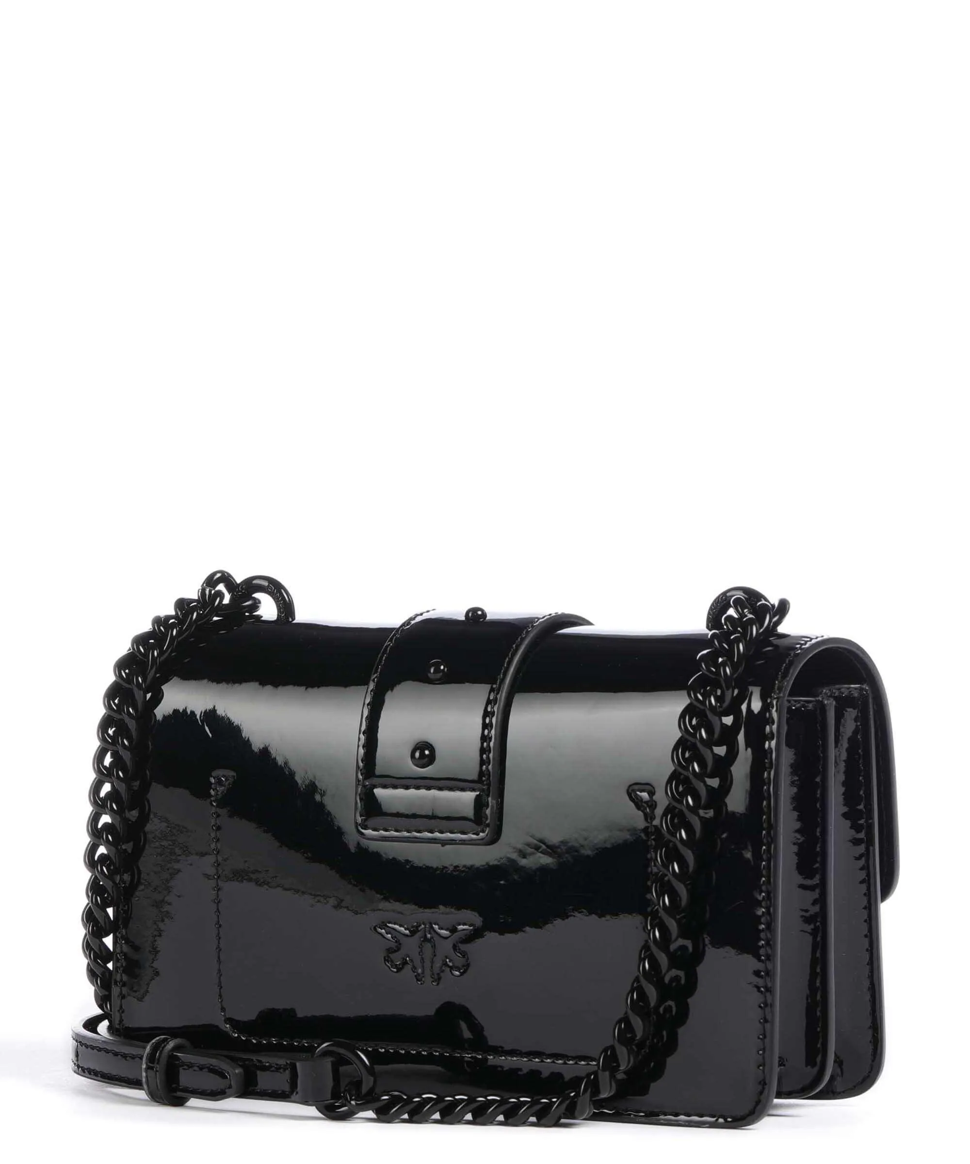  Pinko Love One Mini Borsa a tracolla pelle verniciata nero  