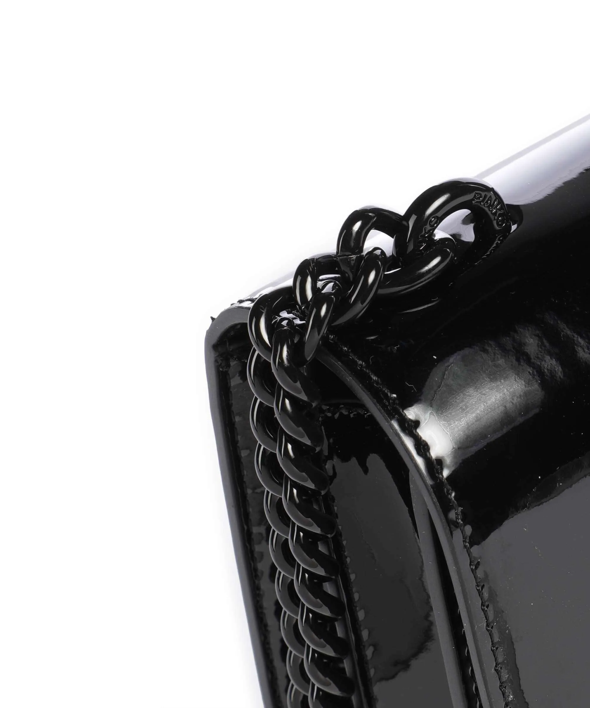 Pinko Love One Mini Borsa a tracolla pelle verniciata nero  