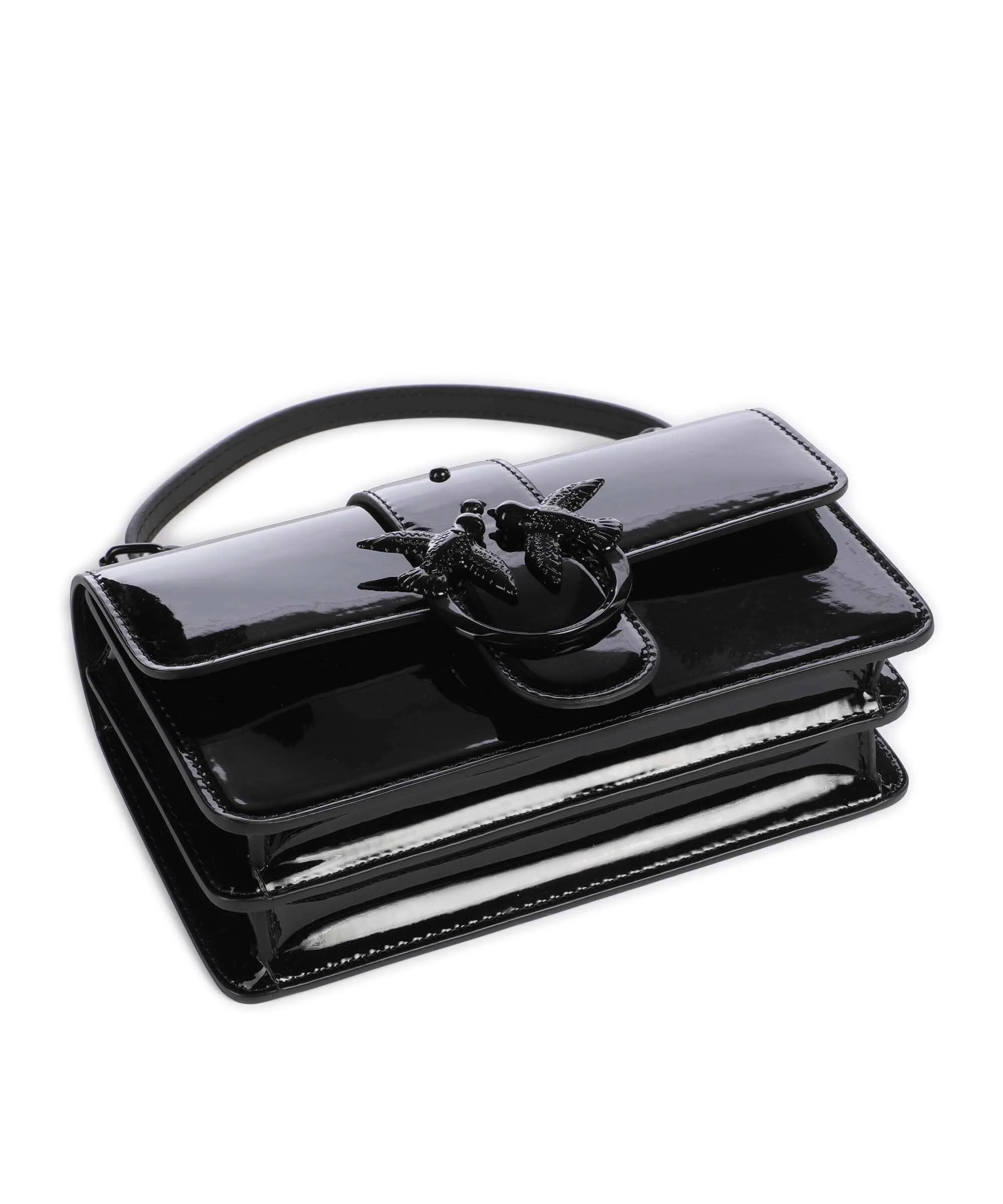  Pinko Love One Mini Borsa a tracolla pelle verniciata nero  