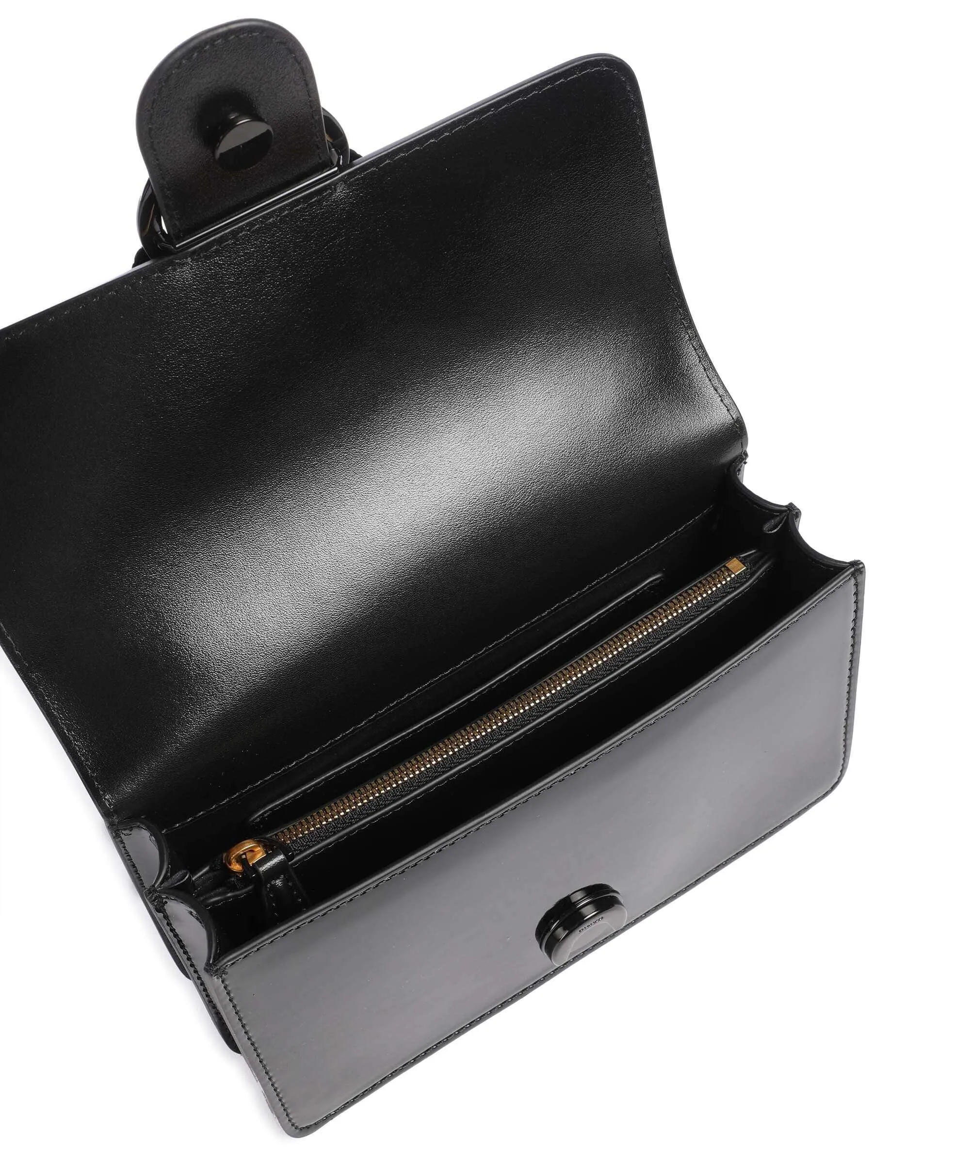  Pinko Love One Mini Borsa a tracolla pelle verniciata nero  