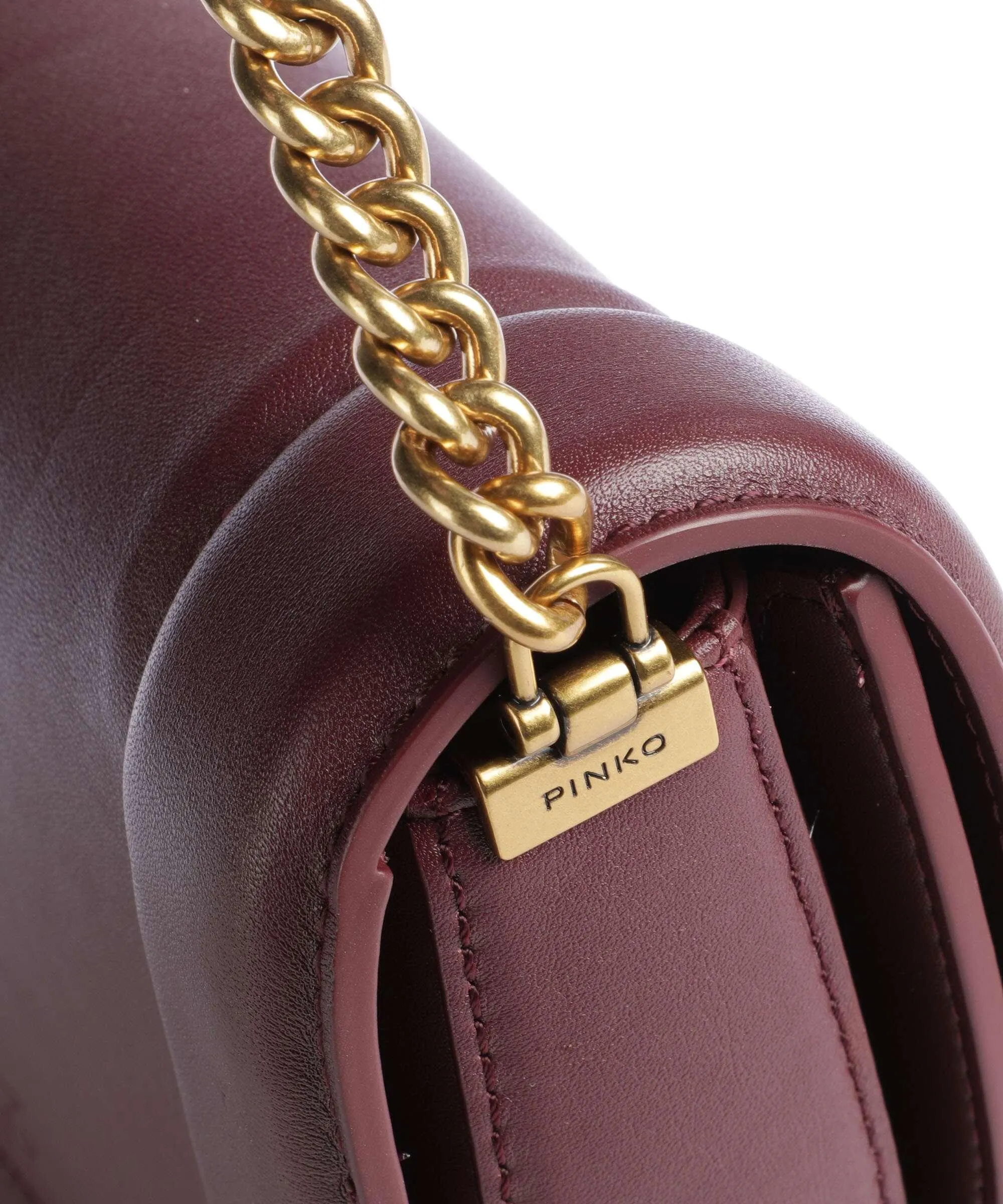  Pinko Love Round Click Classic Borsa a tracolla pelle di vacchetta finemente grana rosso scuro  