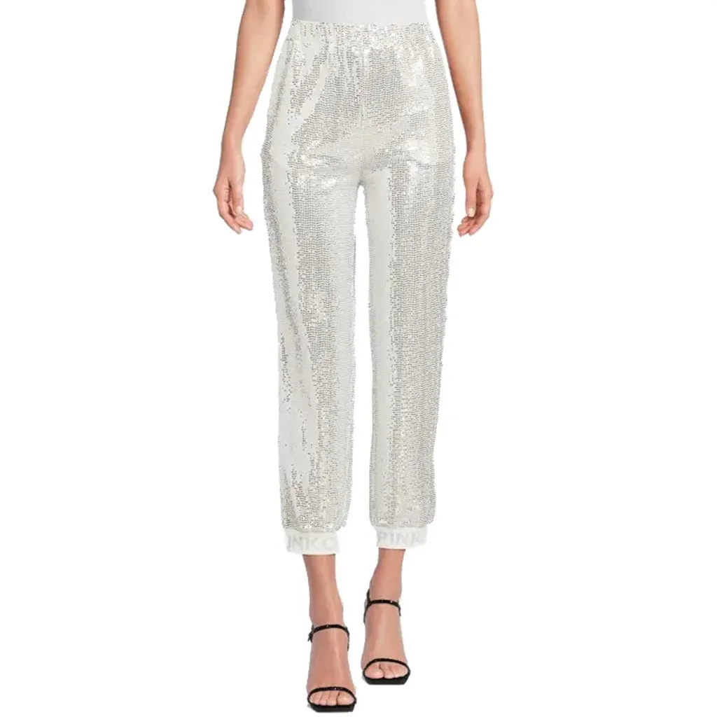 Pinko pantaloni jogger con paillettes  