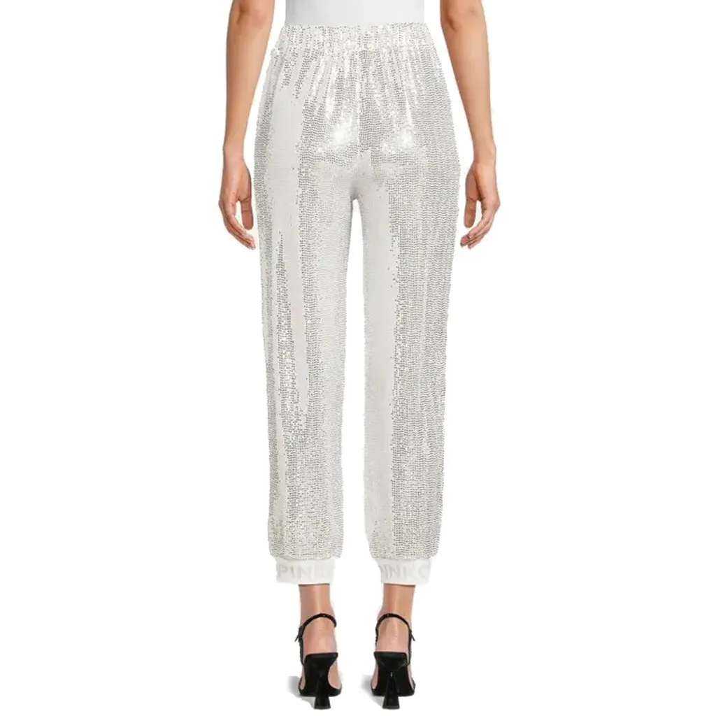 Pinko pantaloni jogger con paillettes  