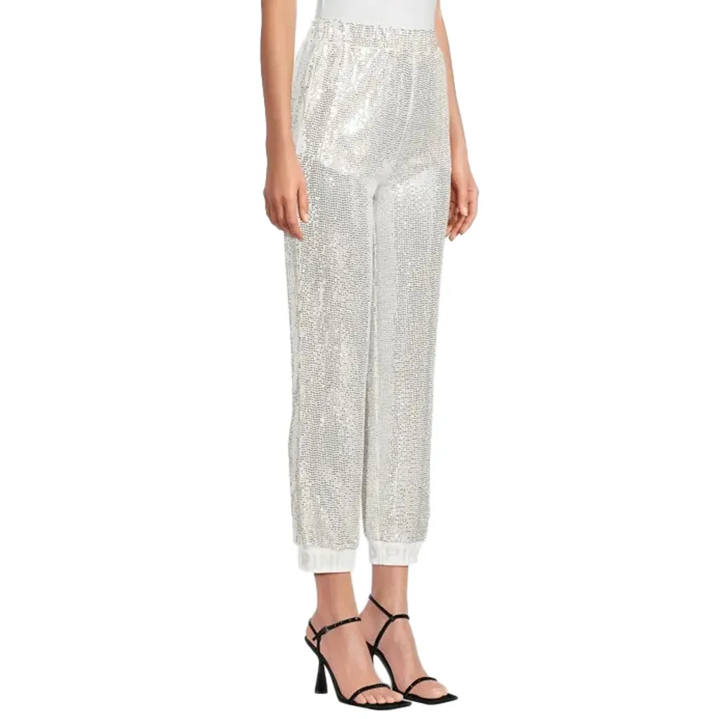 Pinko pantaloni jogger con paillettes  