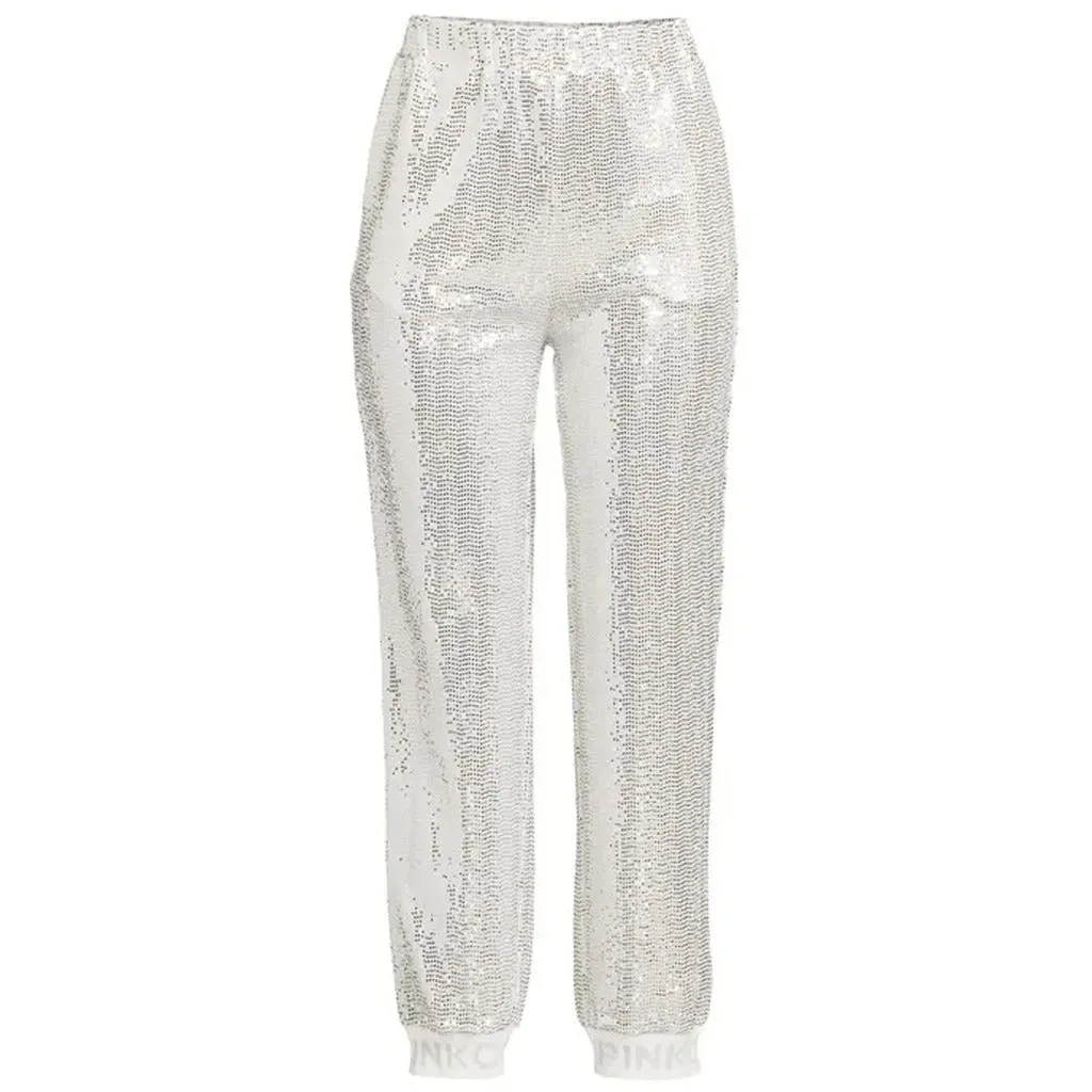 Pinko pantaloni jogger con paillettes  