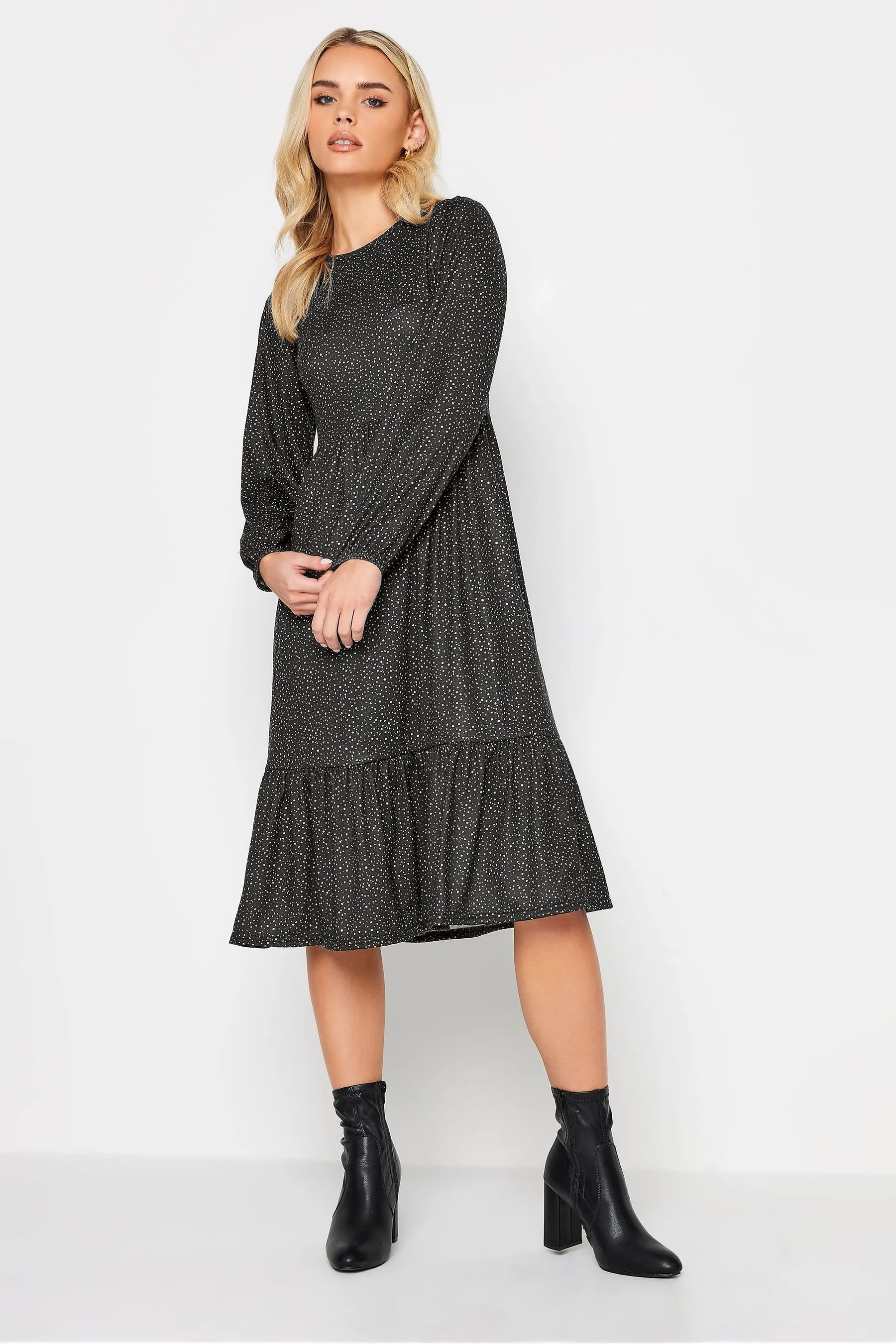 PixieGirl Petite - Abito midi a Manica lunga a balze