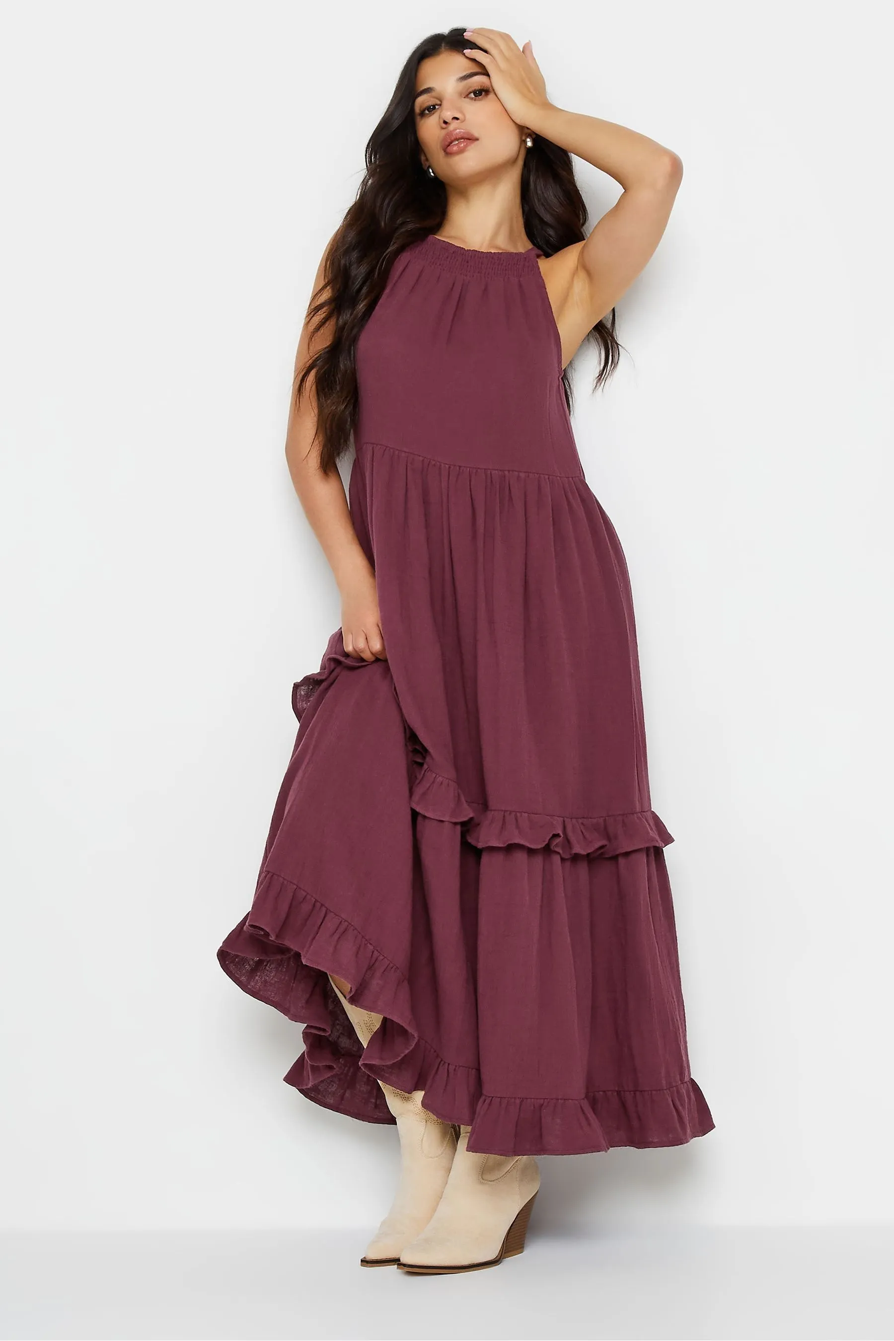 PixieGirl Petite con scollo all'americana a balze - Maxi abito
