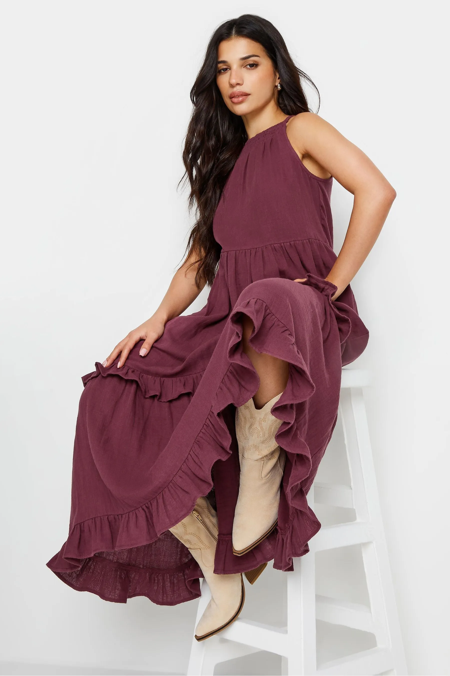 PixieGirl Petite con scollo all'americana a balze - Maxi abito