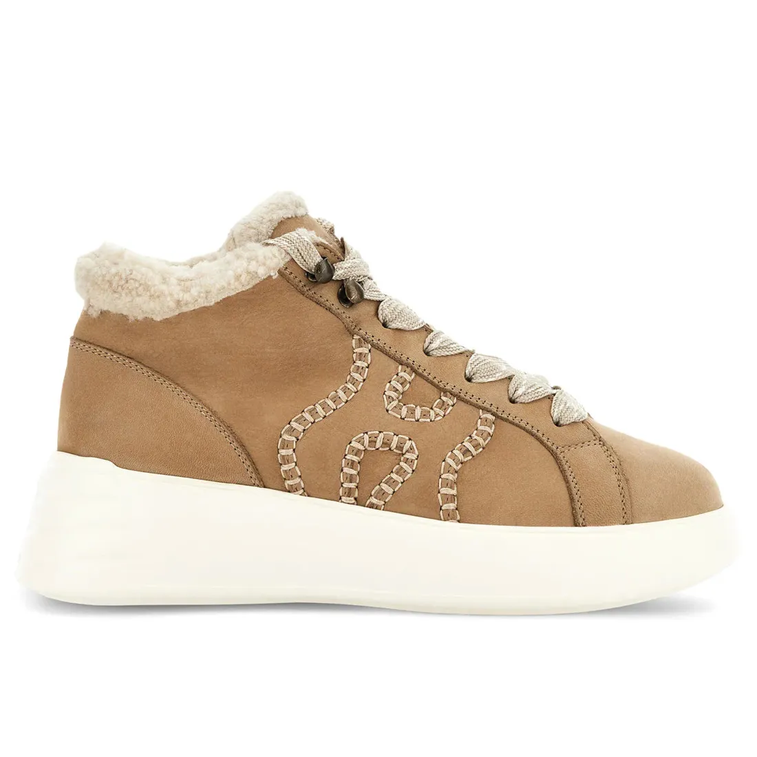 Polacchino Hogan Rebel beige in nabuck e pile bouclé
