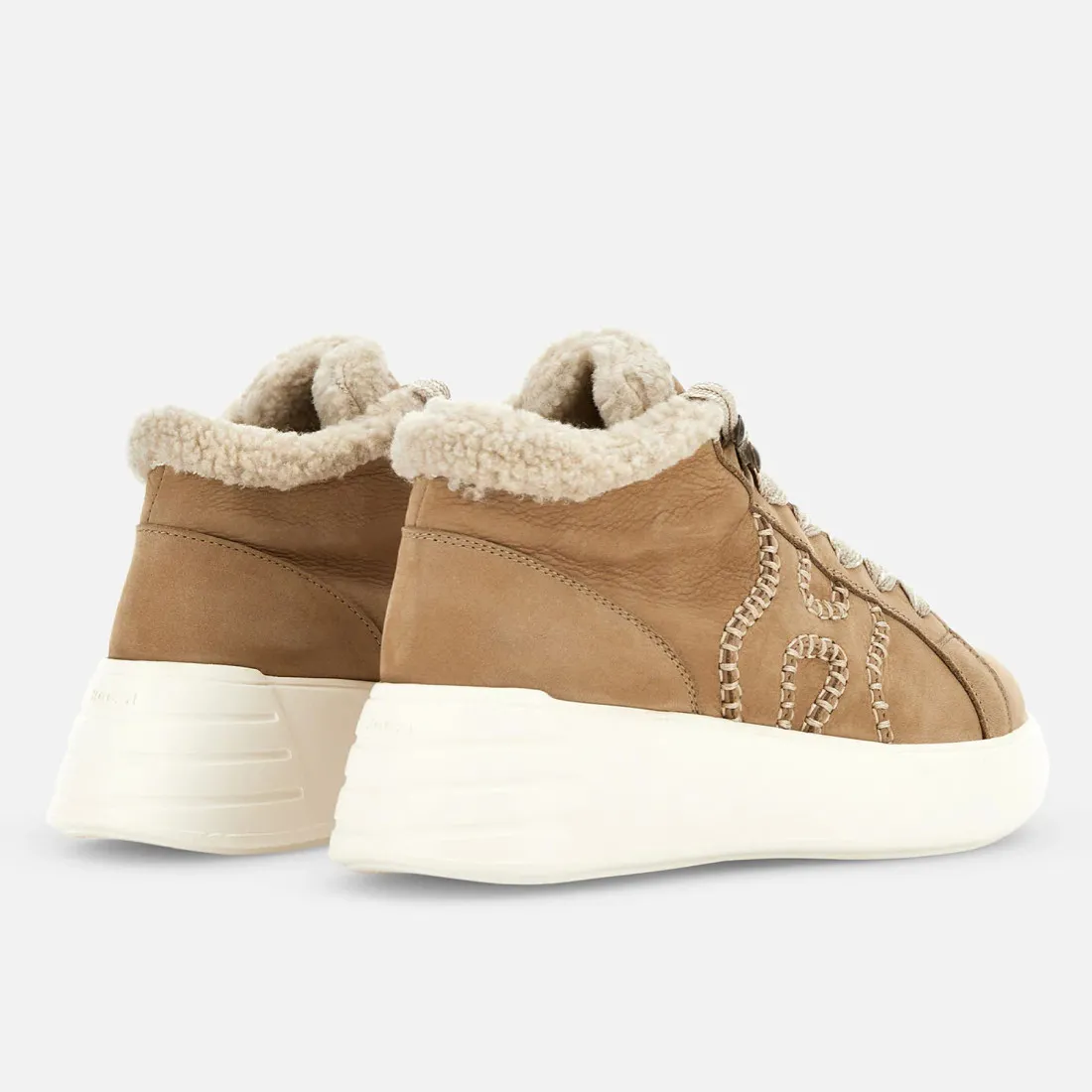 Polacchino Hogan Rebel beige in nabuck e pile bouclé