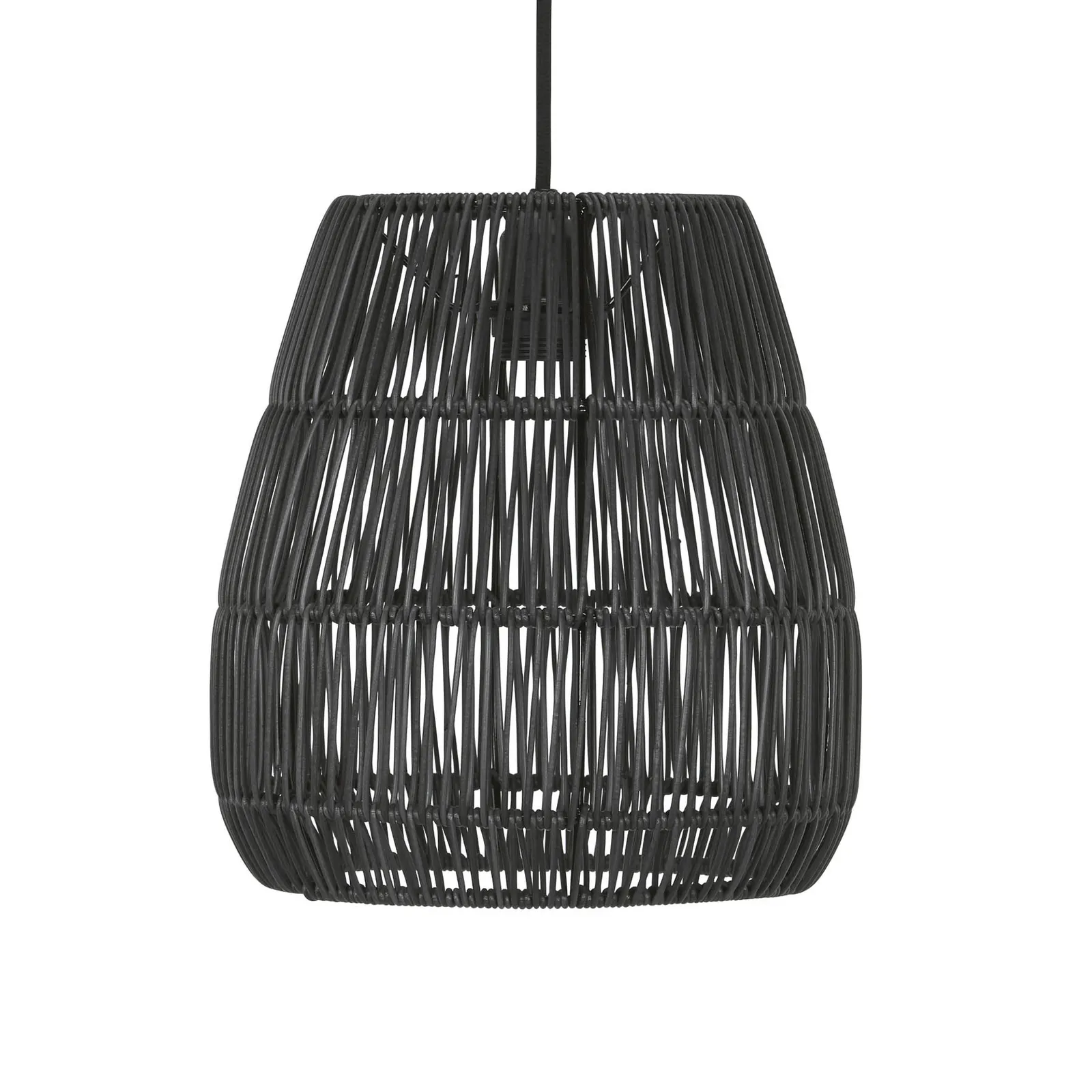 PR Home Lampada a sospensione Saigon, look rattan, nero, Ø 28 cm