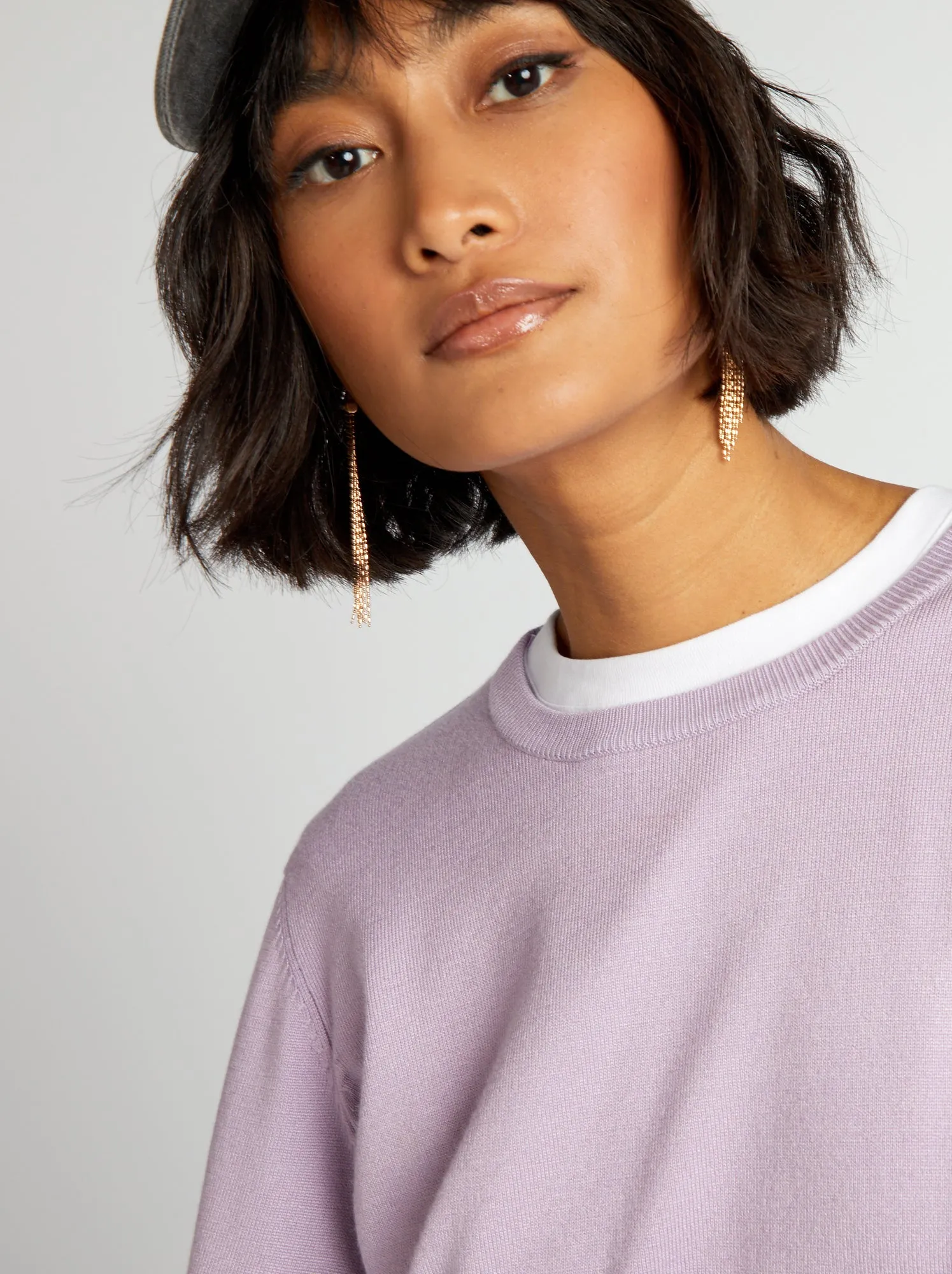 Pullover leggero taglio lungo - VIOLA