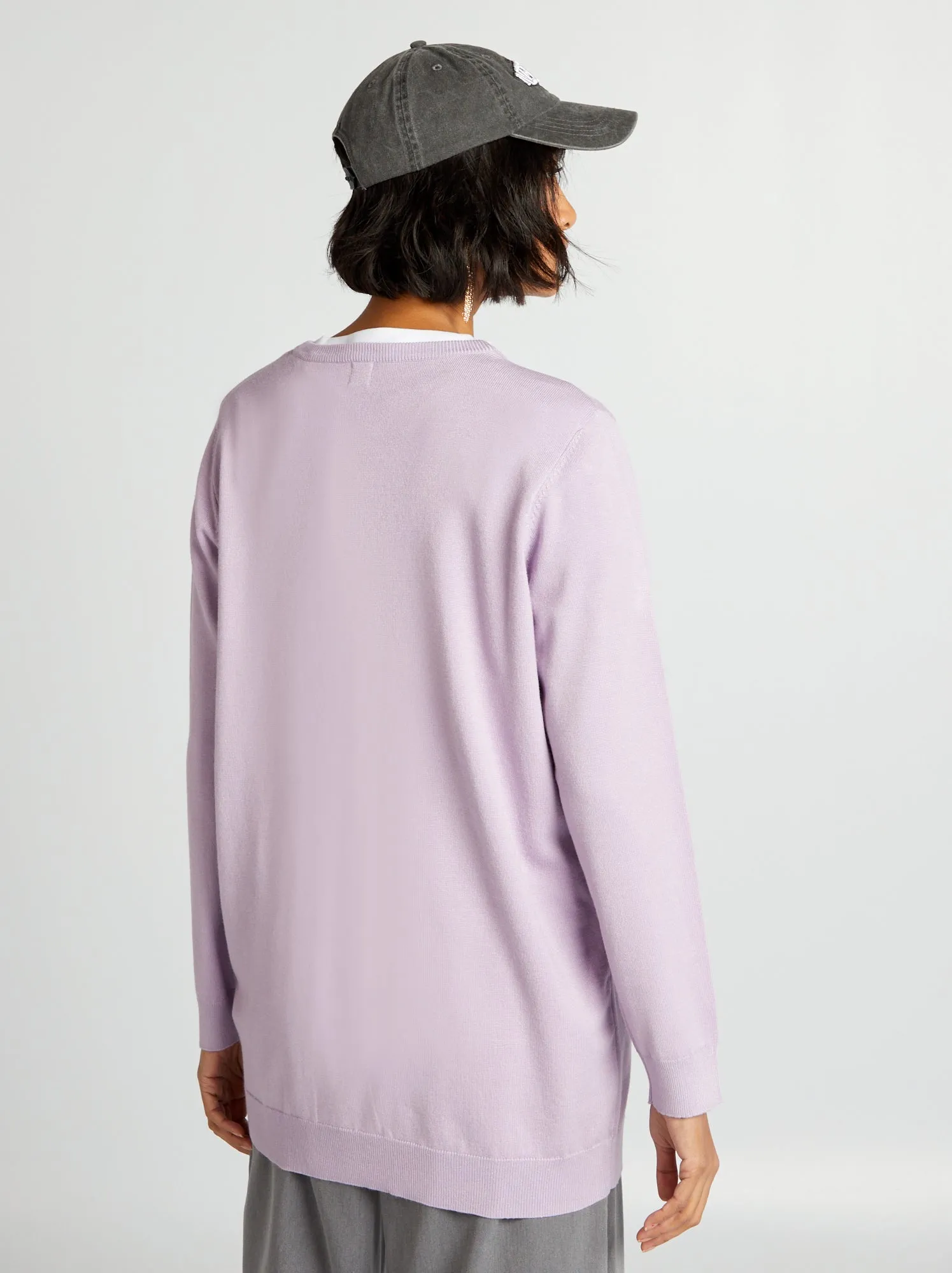 Pullover leggero taglio lungo - VIOLA