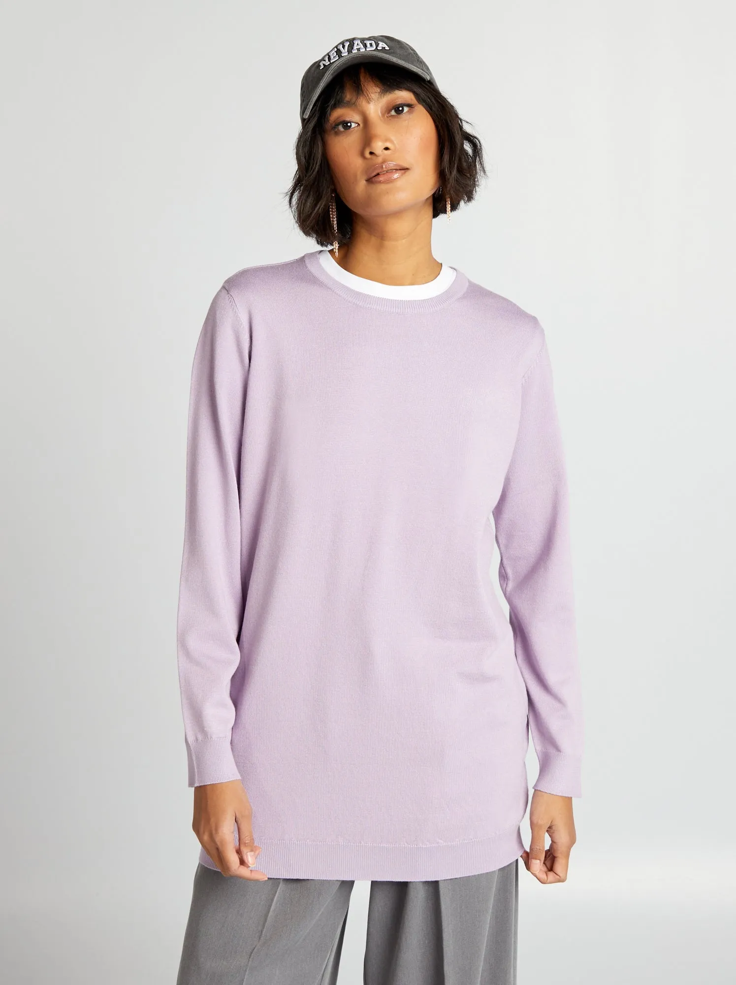 Pullover leggero taglio lungo - VIOLA