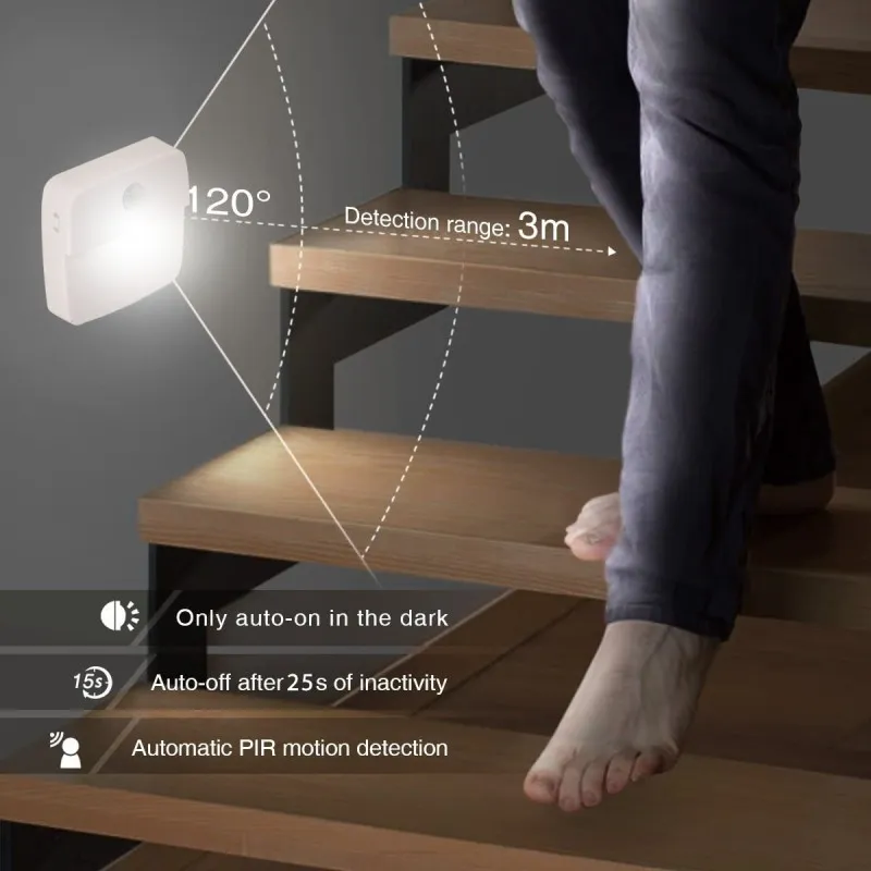 Punto luce 2 led a pile con rilevatore di movimento chic2