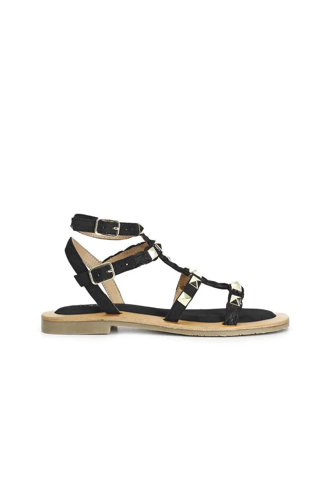 sandali gabbia in pelle scamosciata nero