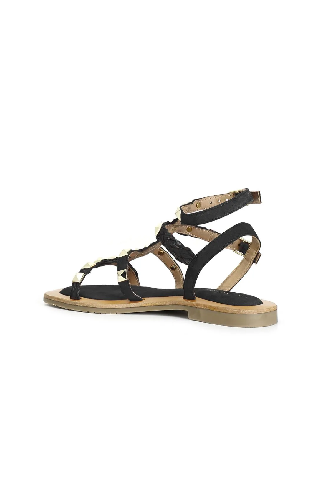sandali gabbia in pelle scamosciata nero