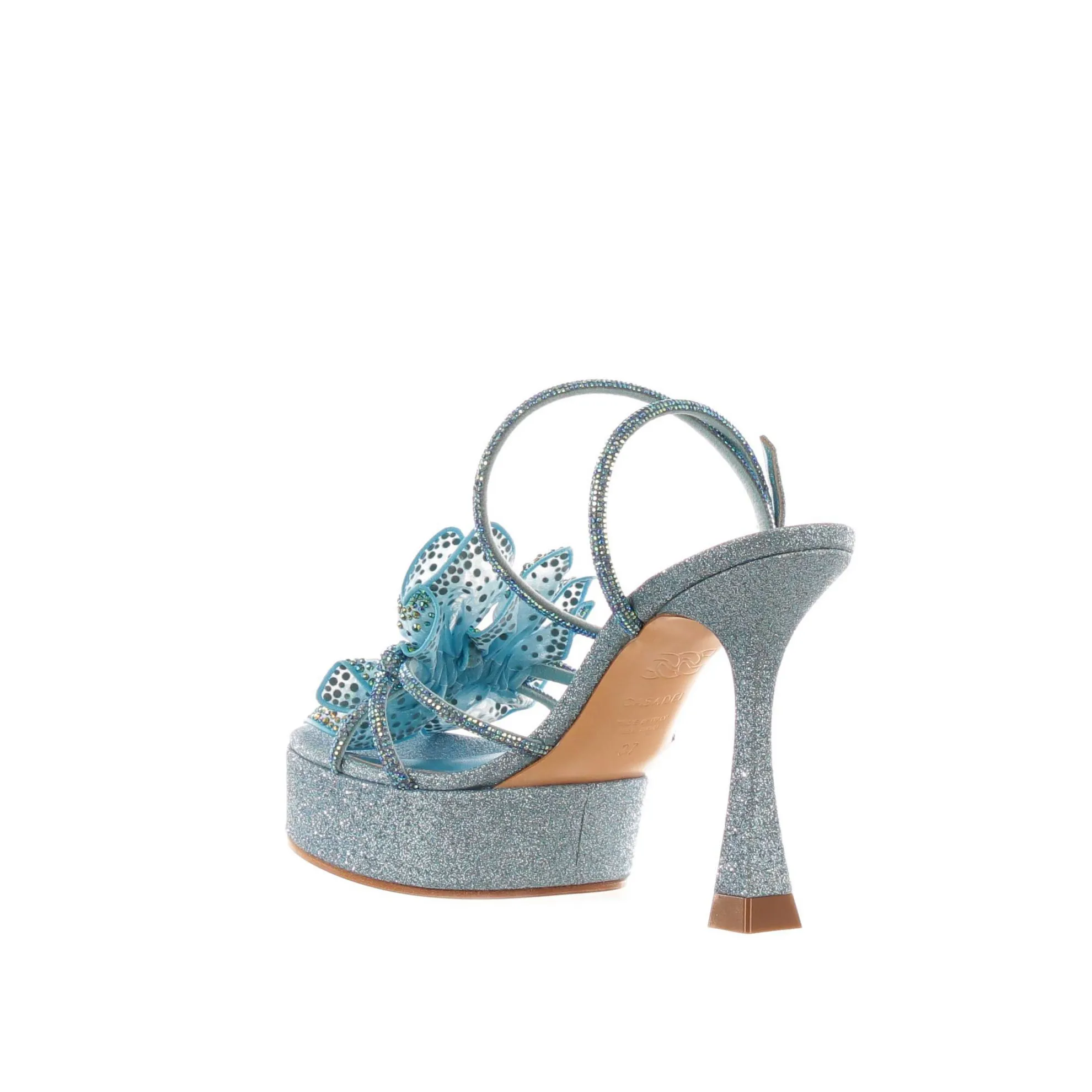 Sandalo julia orchidea in tessuto glitter