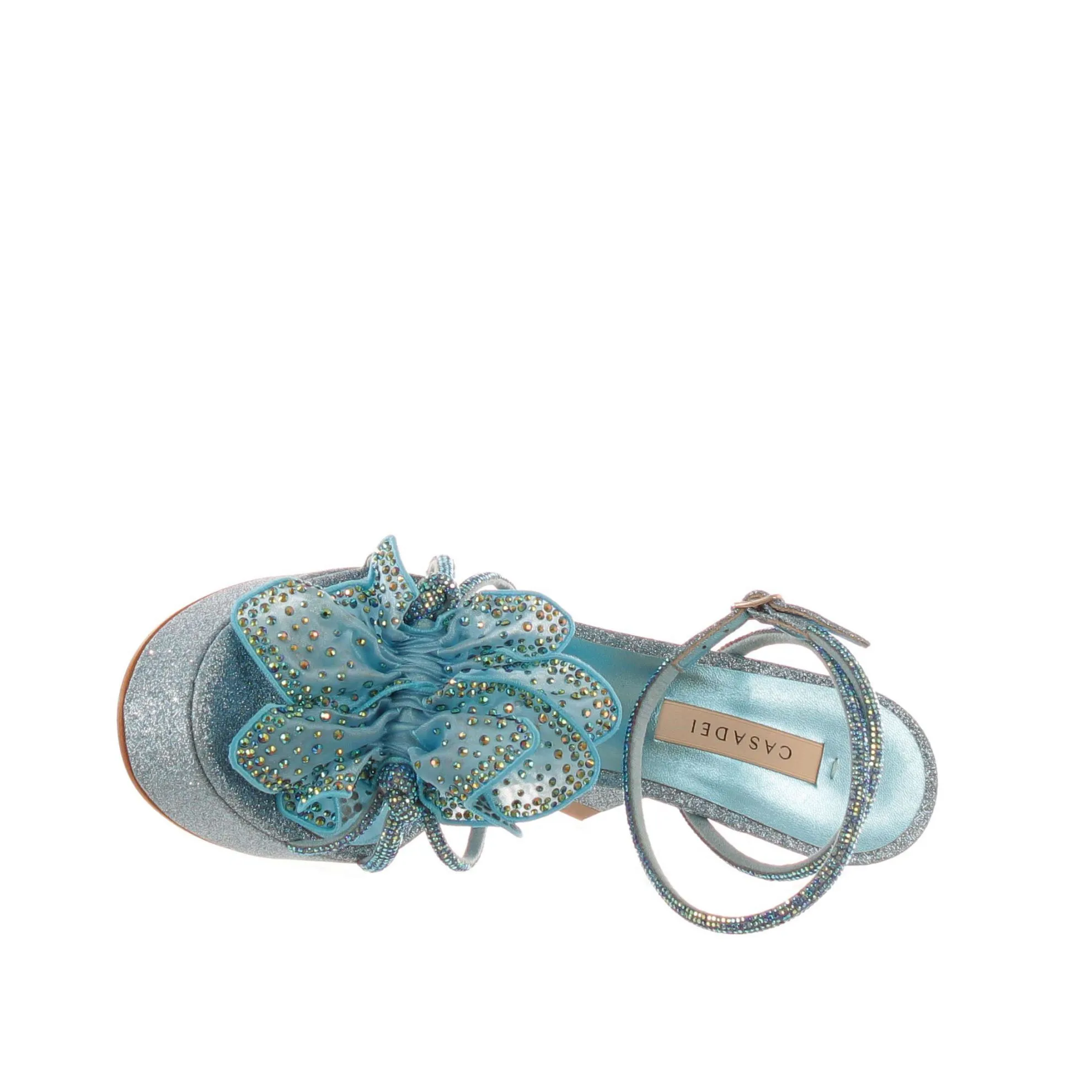 Sandalo julia orchidea in tessuto glitter