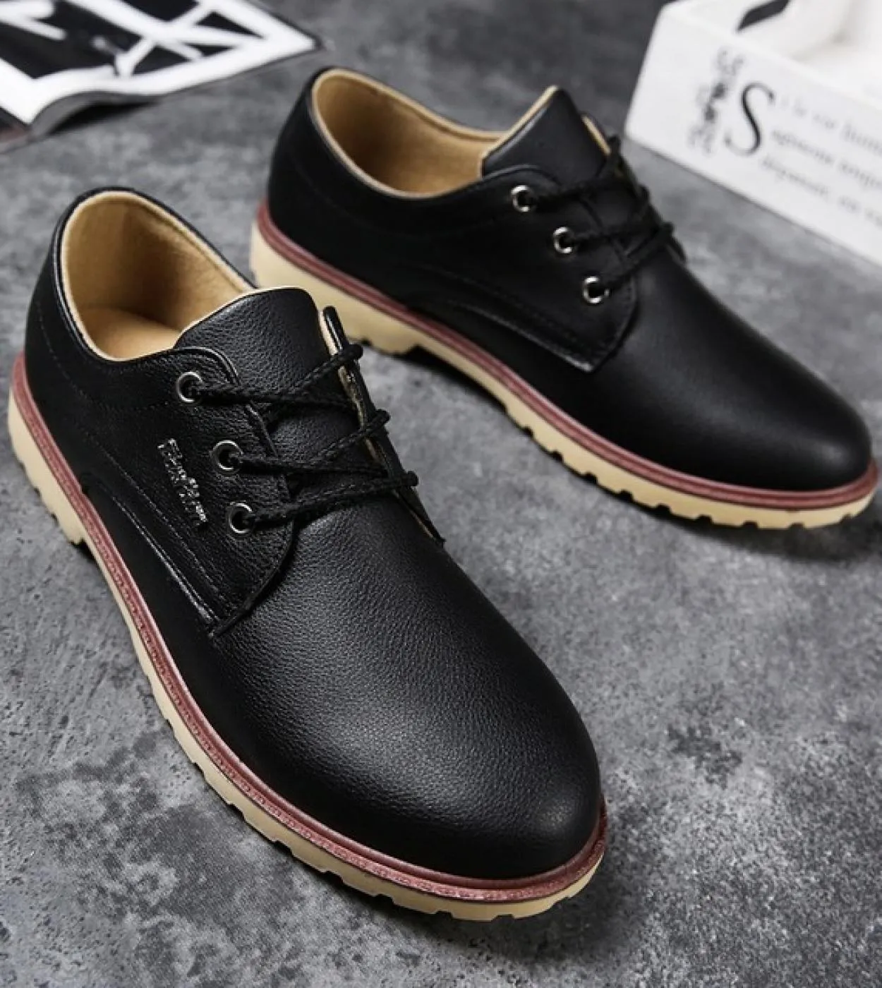 Scarpe da uomo in pelle da uomo autunno Scarpe da uomo moda casual da uomo Trend Wild Work Slip Scarpe singole impermeabili tras