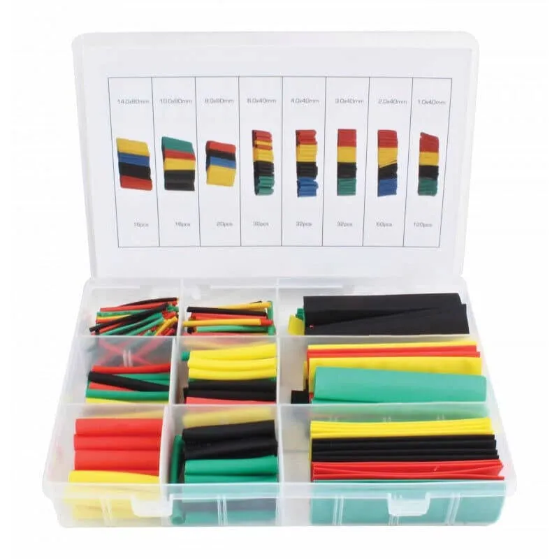 SET 328 PZ PEZZI GUAINE TERMORESTRINGENTI TERMORETRAIBILI CAVI ELETTRICI 529s 