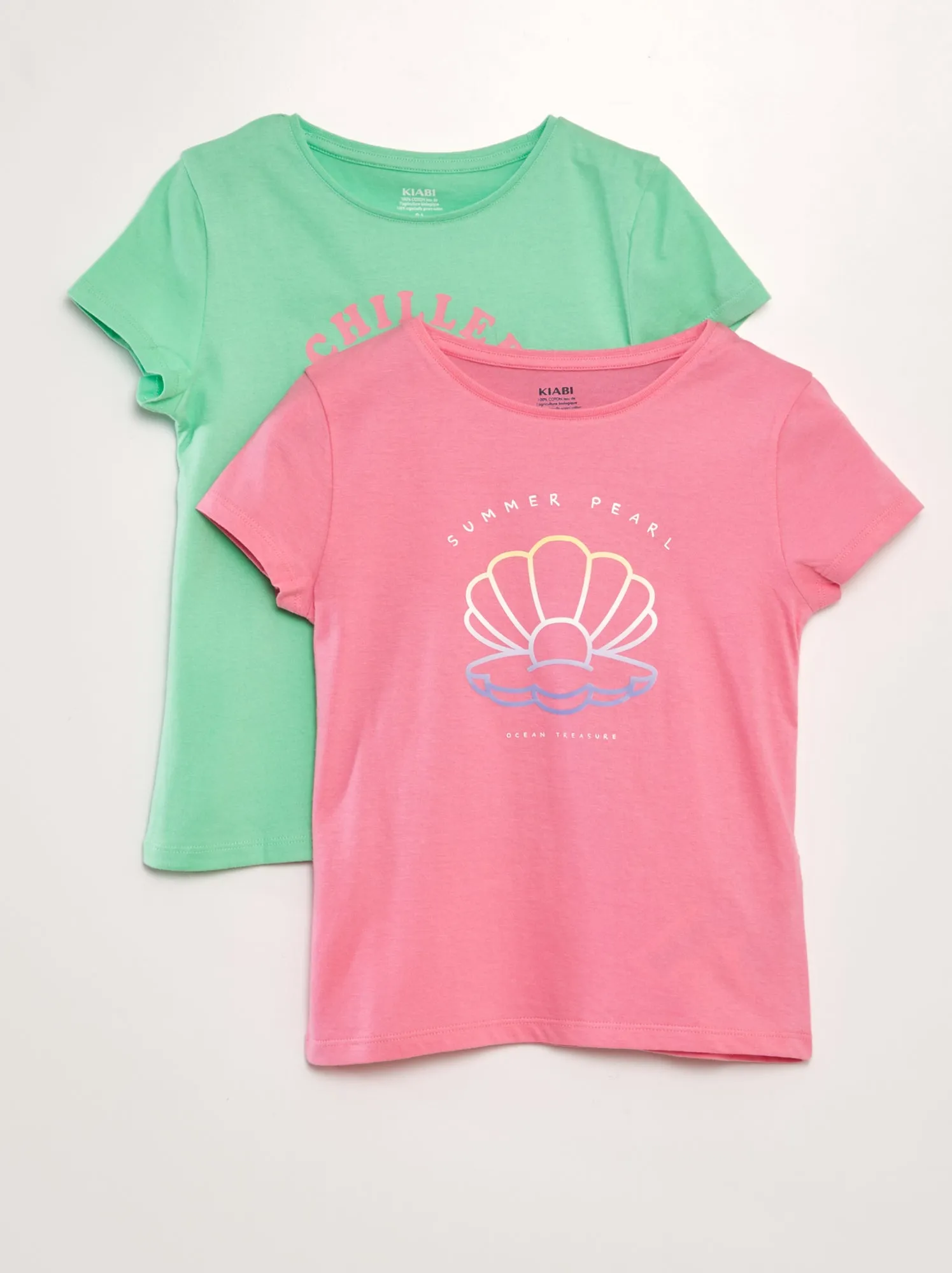 Set di 2 t-shirt con scritta - ROSA