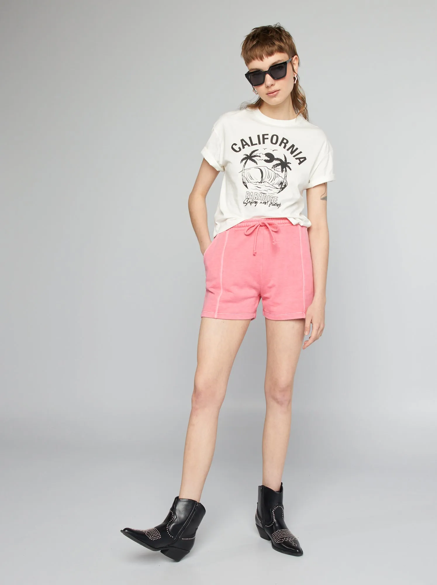 Shorts in tessuto felpato leggero - rosa