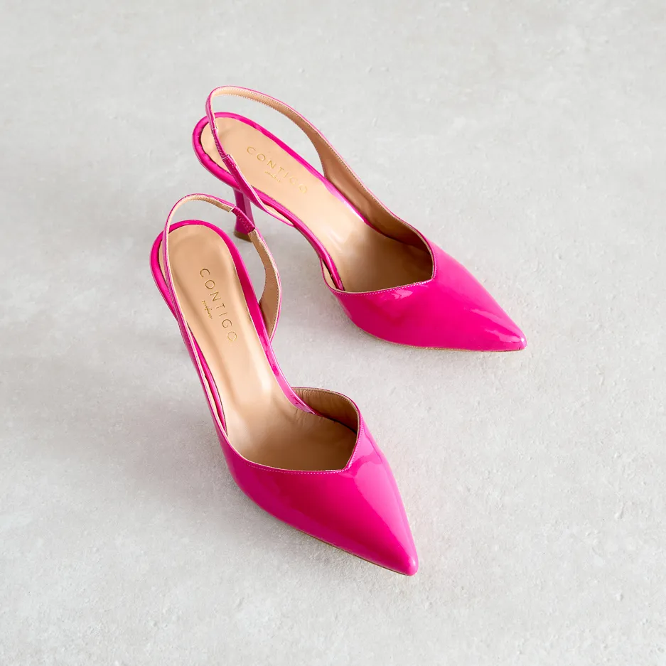 Slingback Fuxia in Vernice