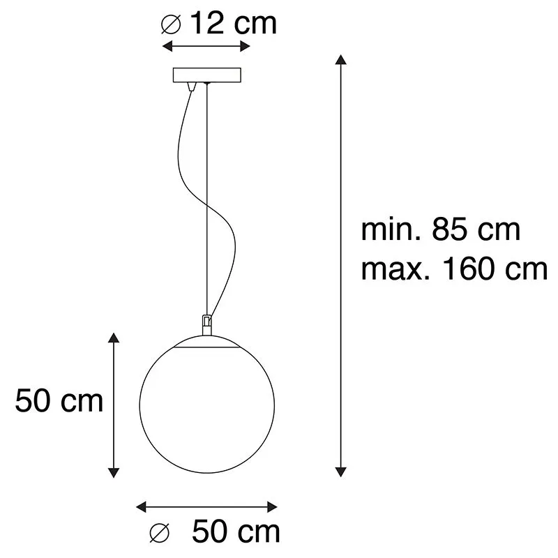 Smart Scandinavische hanglamp opaal glas 50 cm incl. Wifi A60- Ball 50