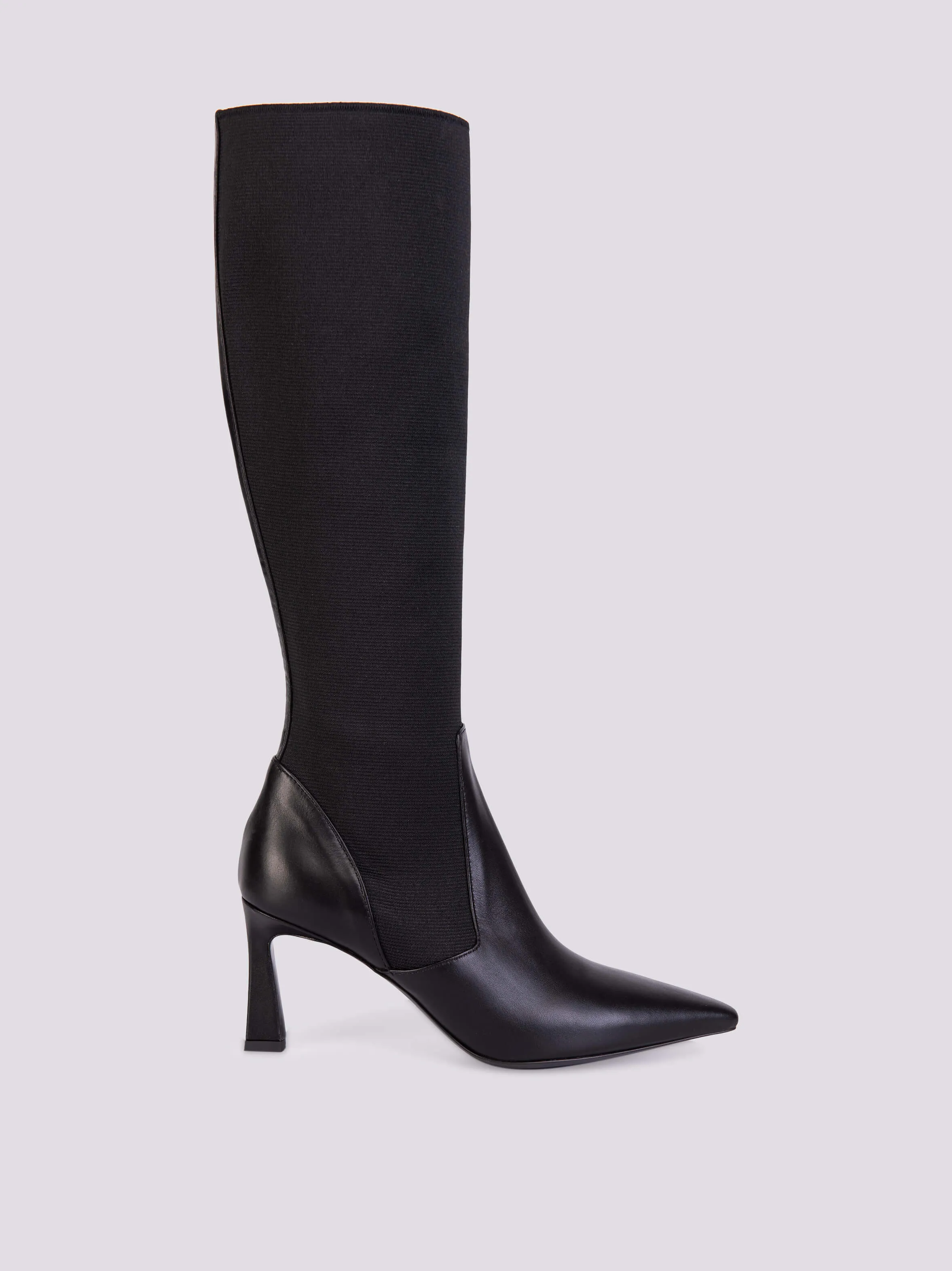 STIVALE IN PELLE E TESSUTO ELASTICIZZATO