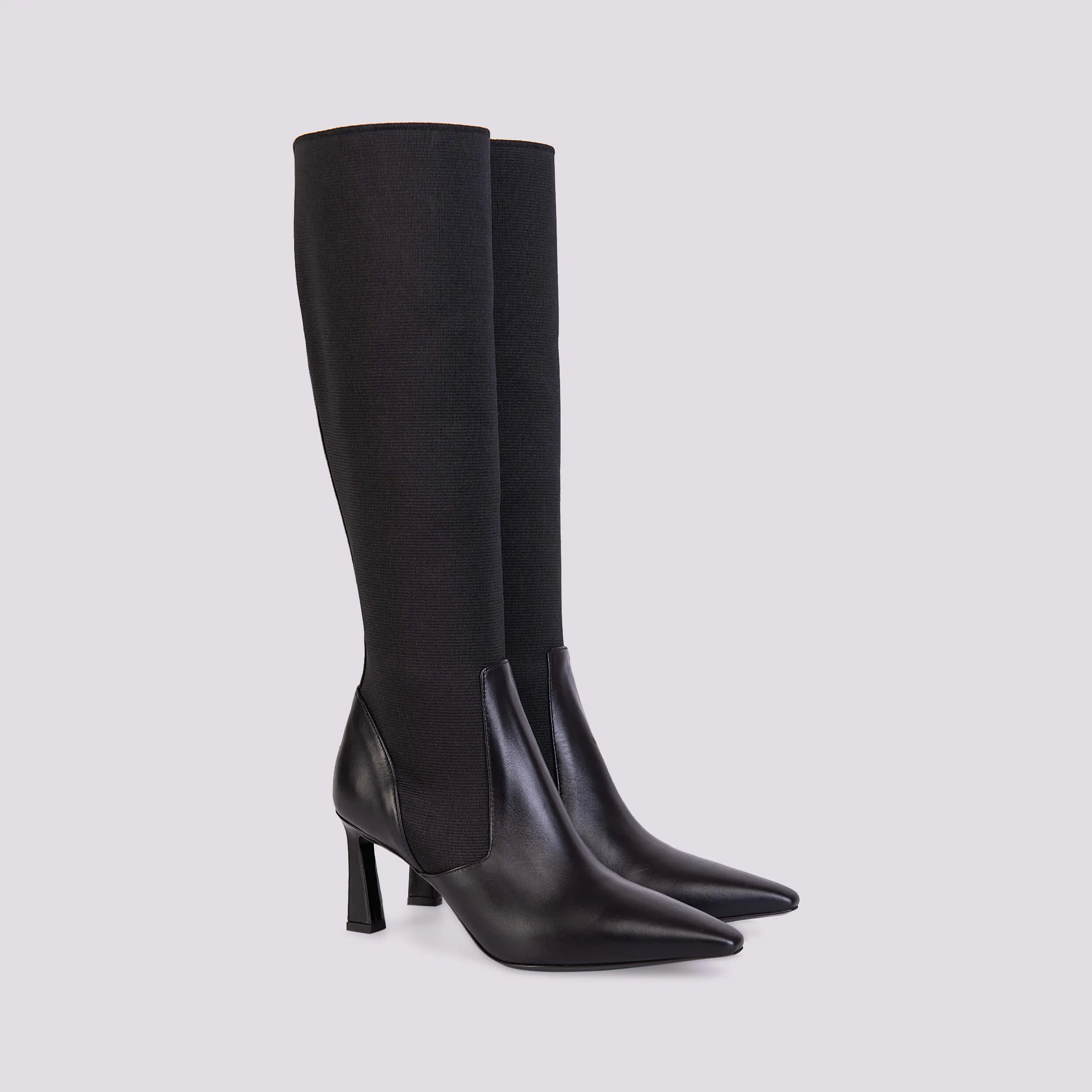 STIVALE IN PELLE E TESSUTO ELASTICIZZATO