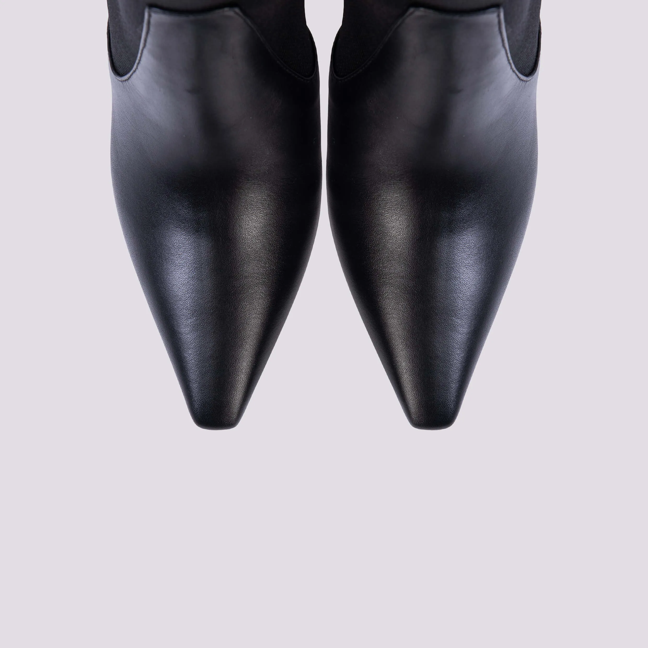 STIVALE IN PELLE E TESSUTO ELASTICIZZATO