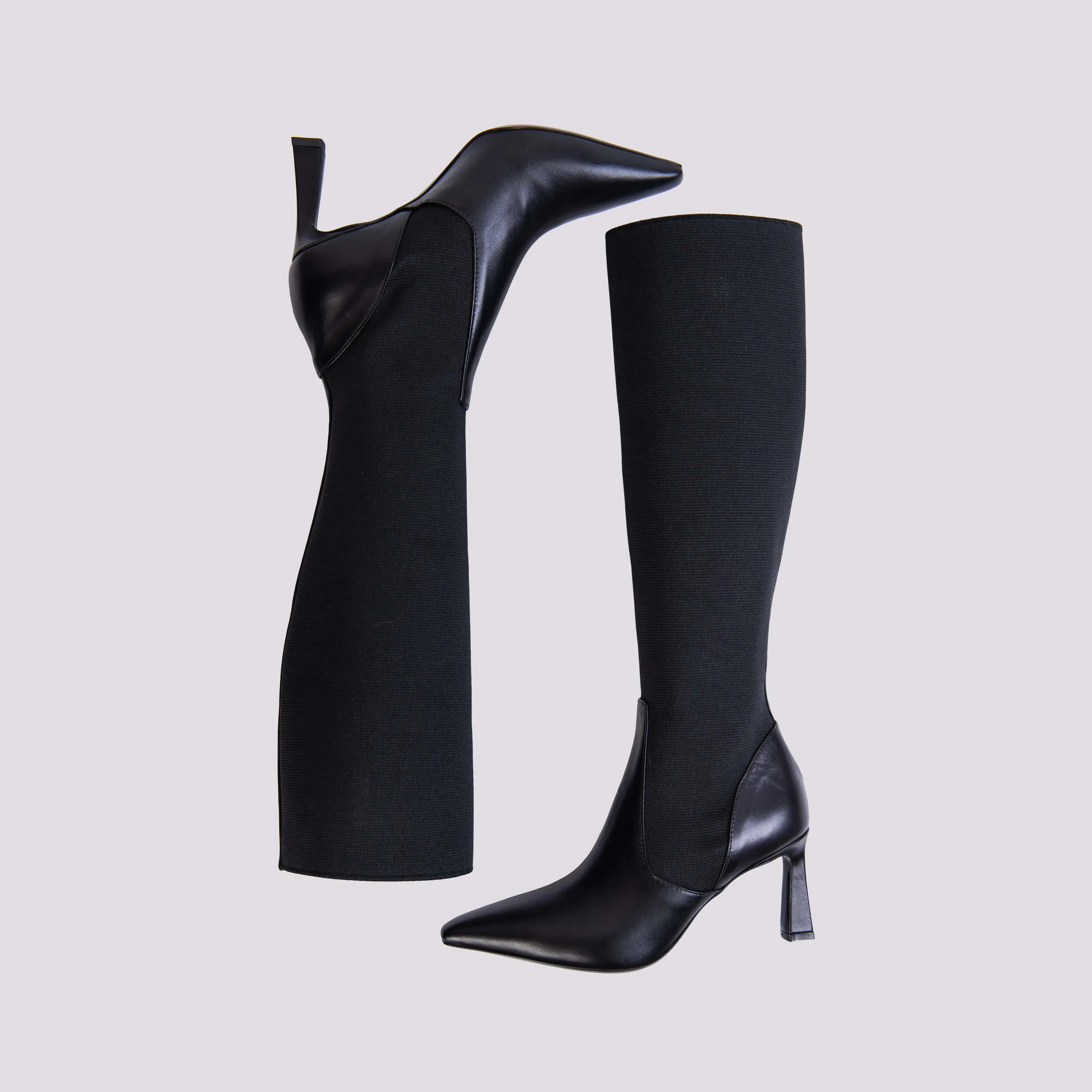 STIVALE IN PELLE E TESSUTO ELASTICIZZATO