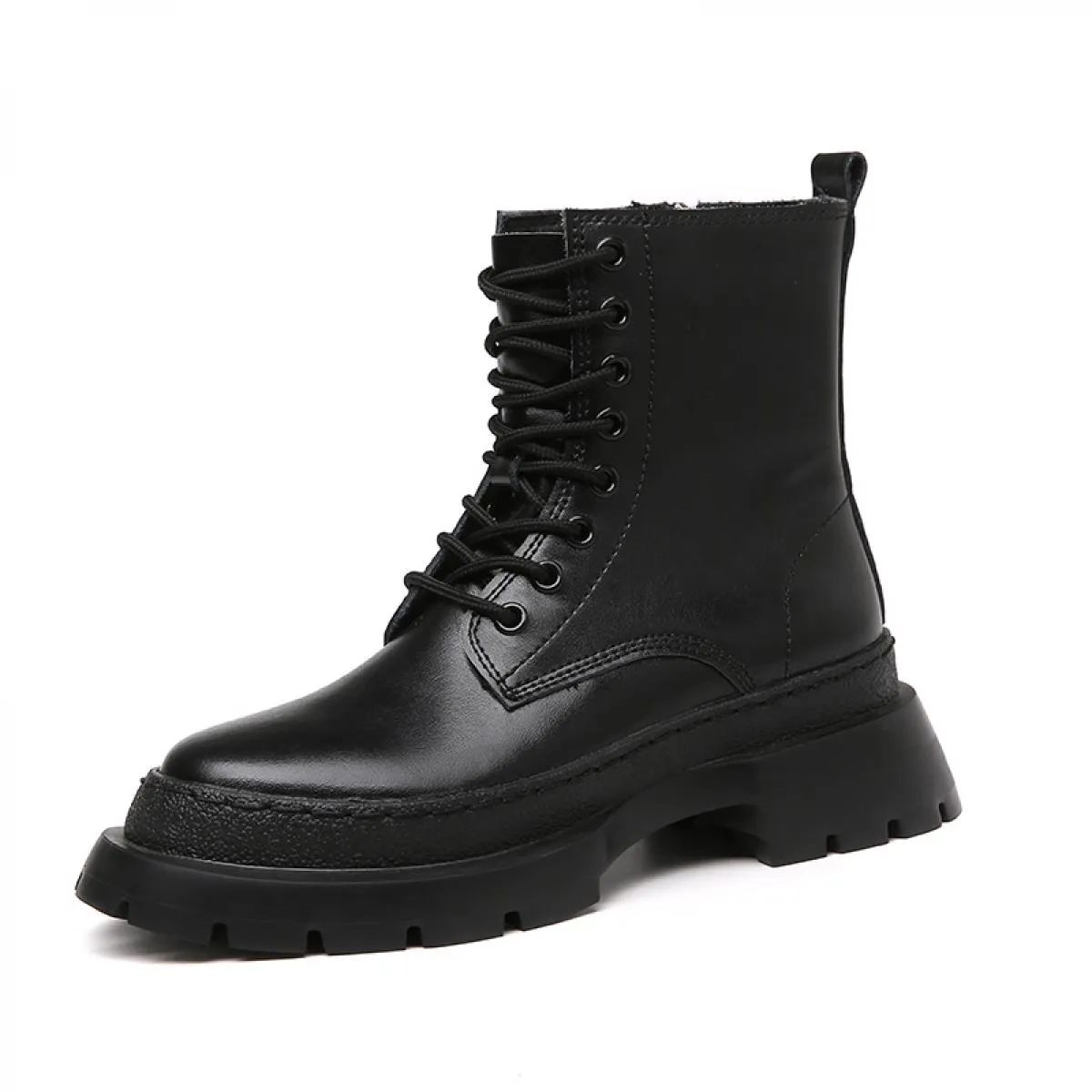 Stivali da moto moda donna stile britannico Scarpe firmate di marca nere Stivale da cowboy con plateau in pelle originale Ank