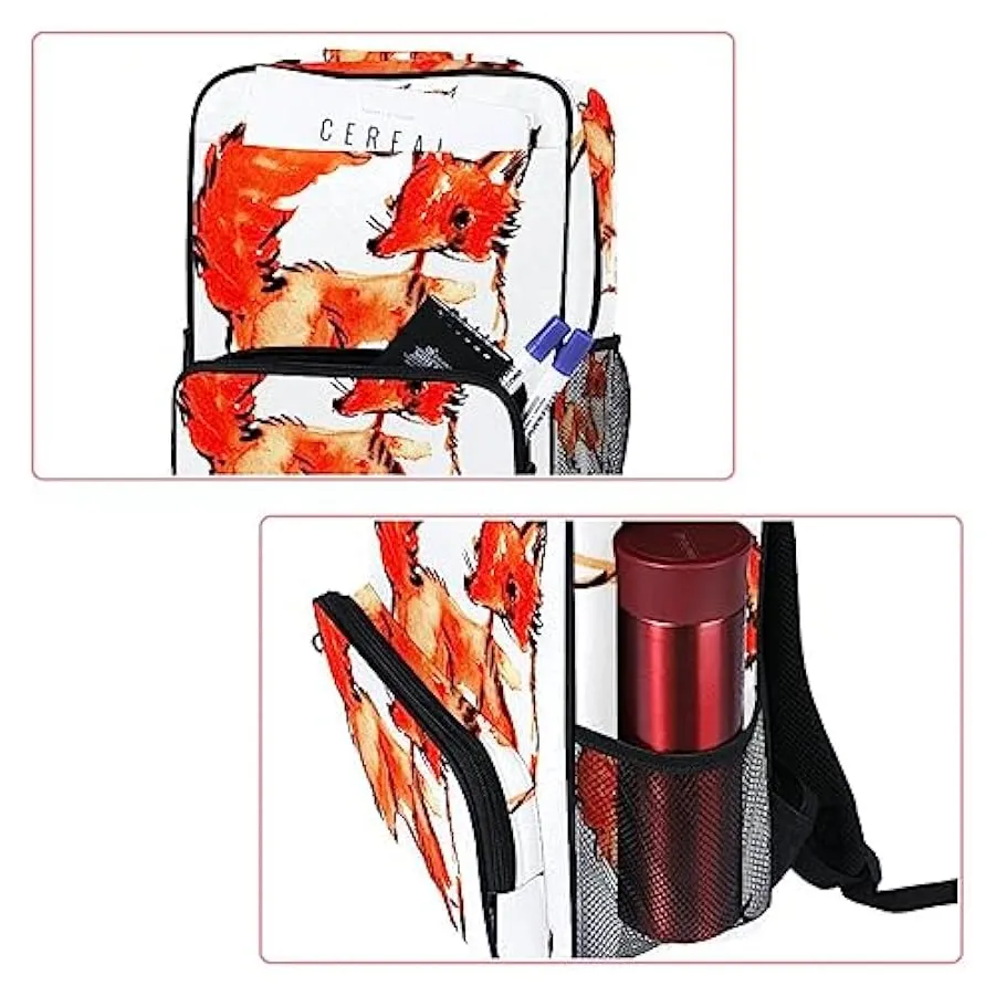 suojapuku Zaino da donna per college,borsa da viaggio zaino classico,ritratto disegnato a mano di volpe,Zainetto casual leggero 